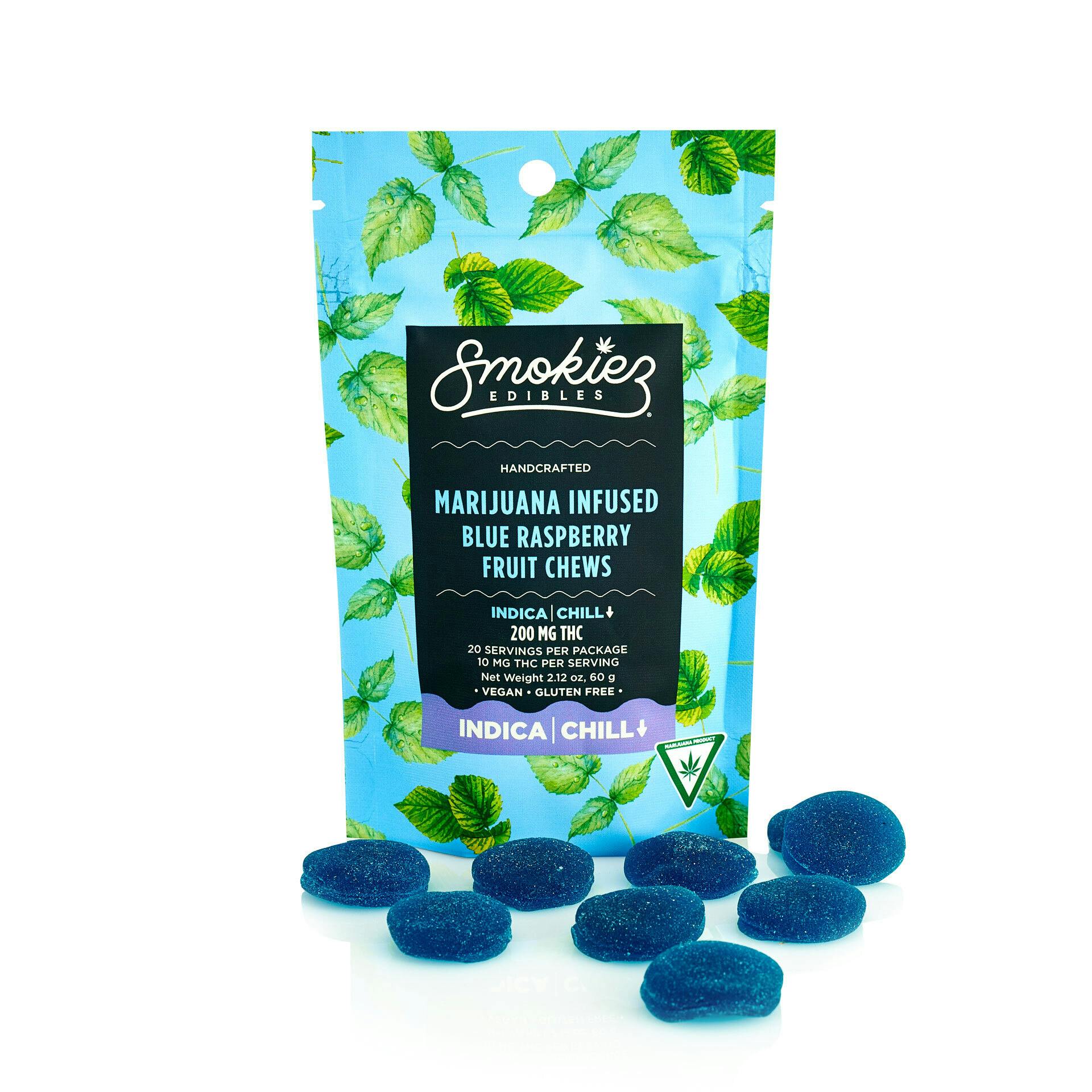 Blue Raspberry Indica Chill Mg Thc Fruit Chews Mi Smokiez