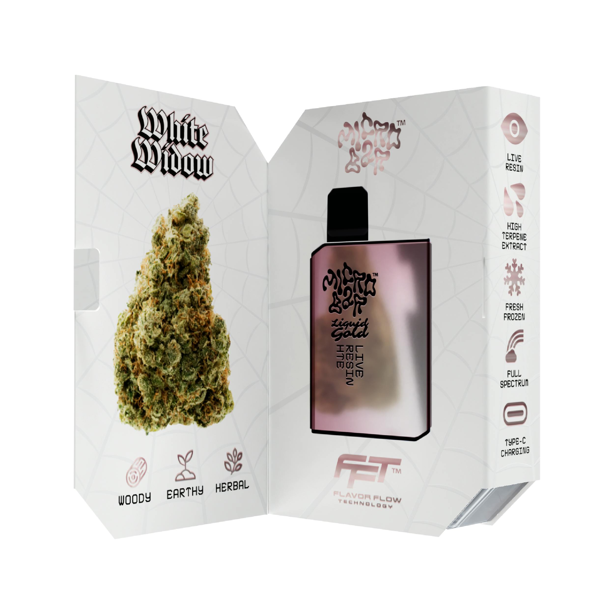 White Widow (Hybrid) - Liquid Gold Live Resin 1g AIO - Micro Bar