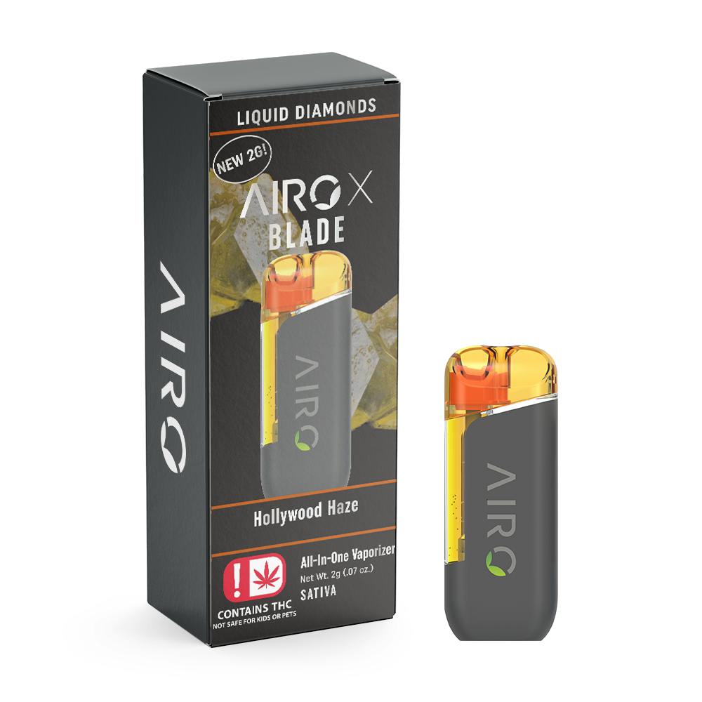 hollywood disposable vape Haze | AiroX Blade - Liquid Diamond | 2g All-in-One planet of the vapes Cube Colours:Brown