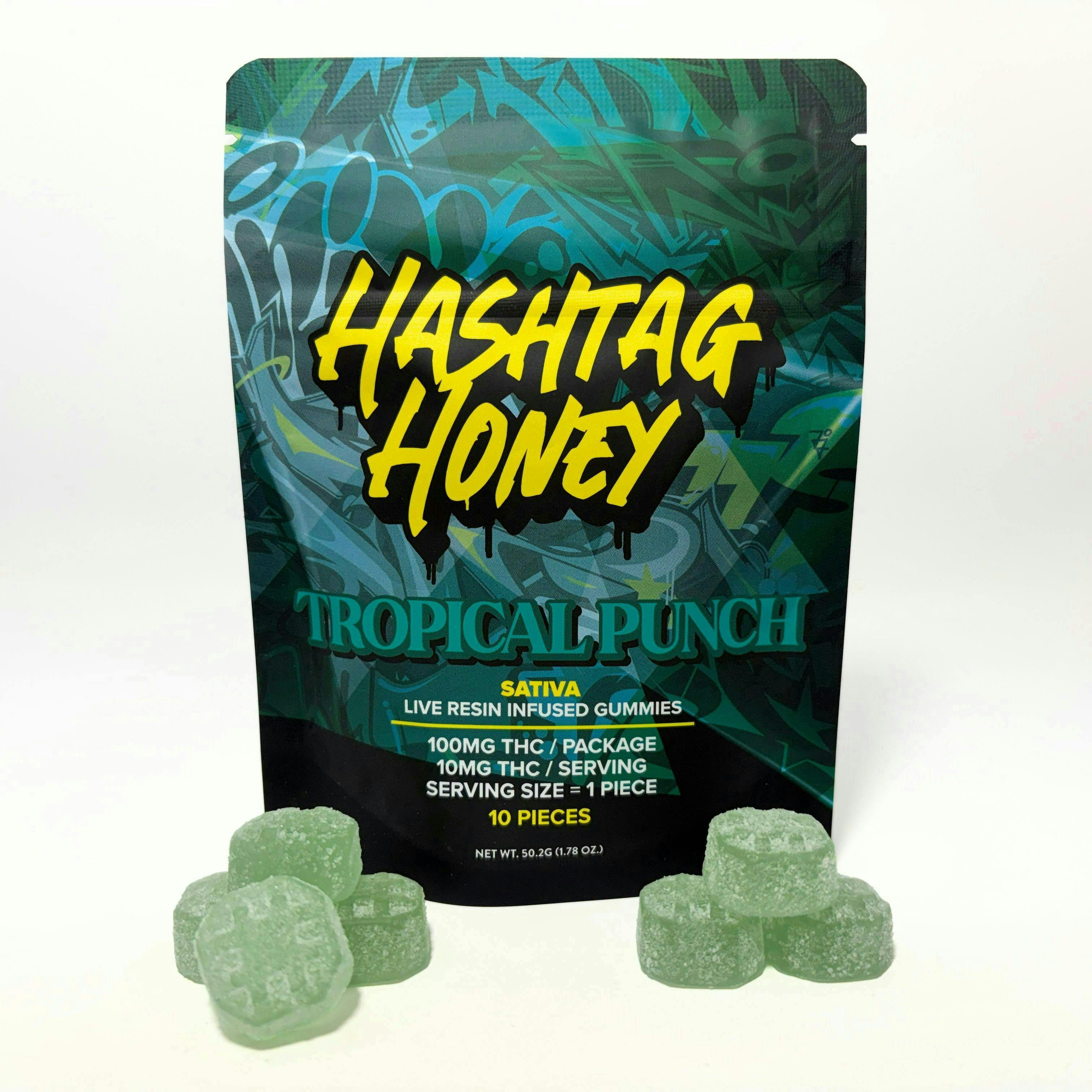 Tropical Punch Live Resin Gummies | 100mg | 10ct | 10mg/ea