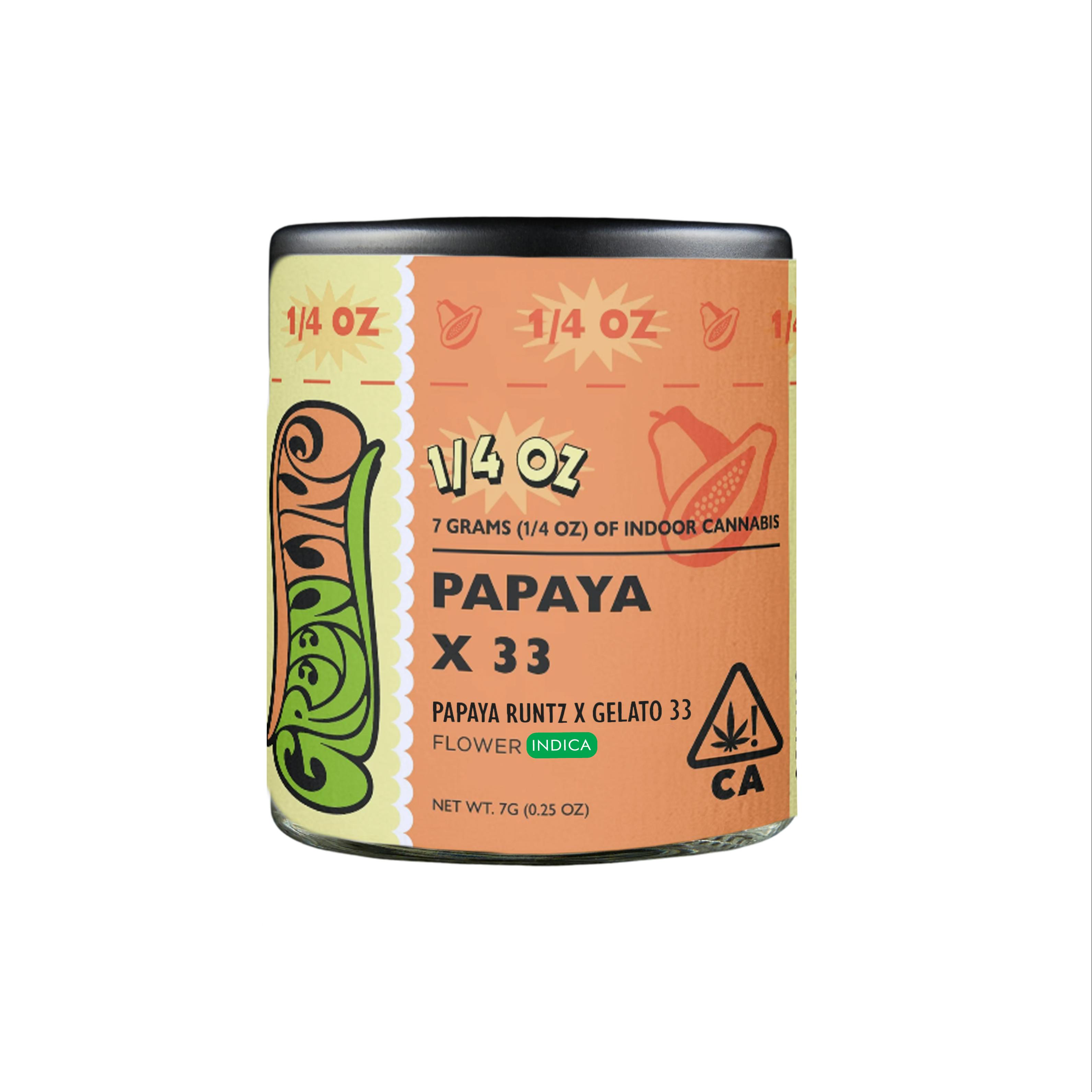 Papaya X 33 - 1/4 oz - Indoor - Indica - 7g - Greenline