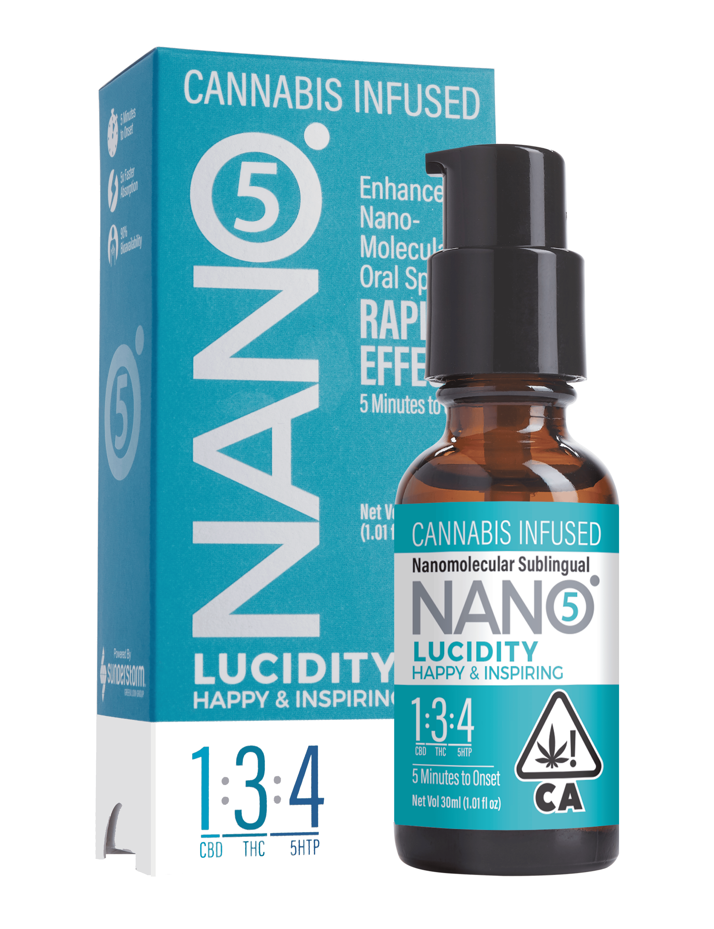 NANO5 Lucidity 1:3:4 CBD/THC/5HTP 30ml Sublingual - Sunderstorm NANO5