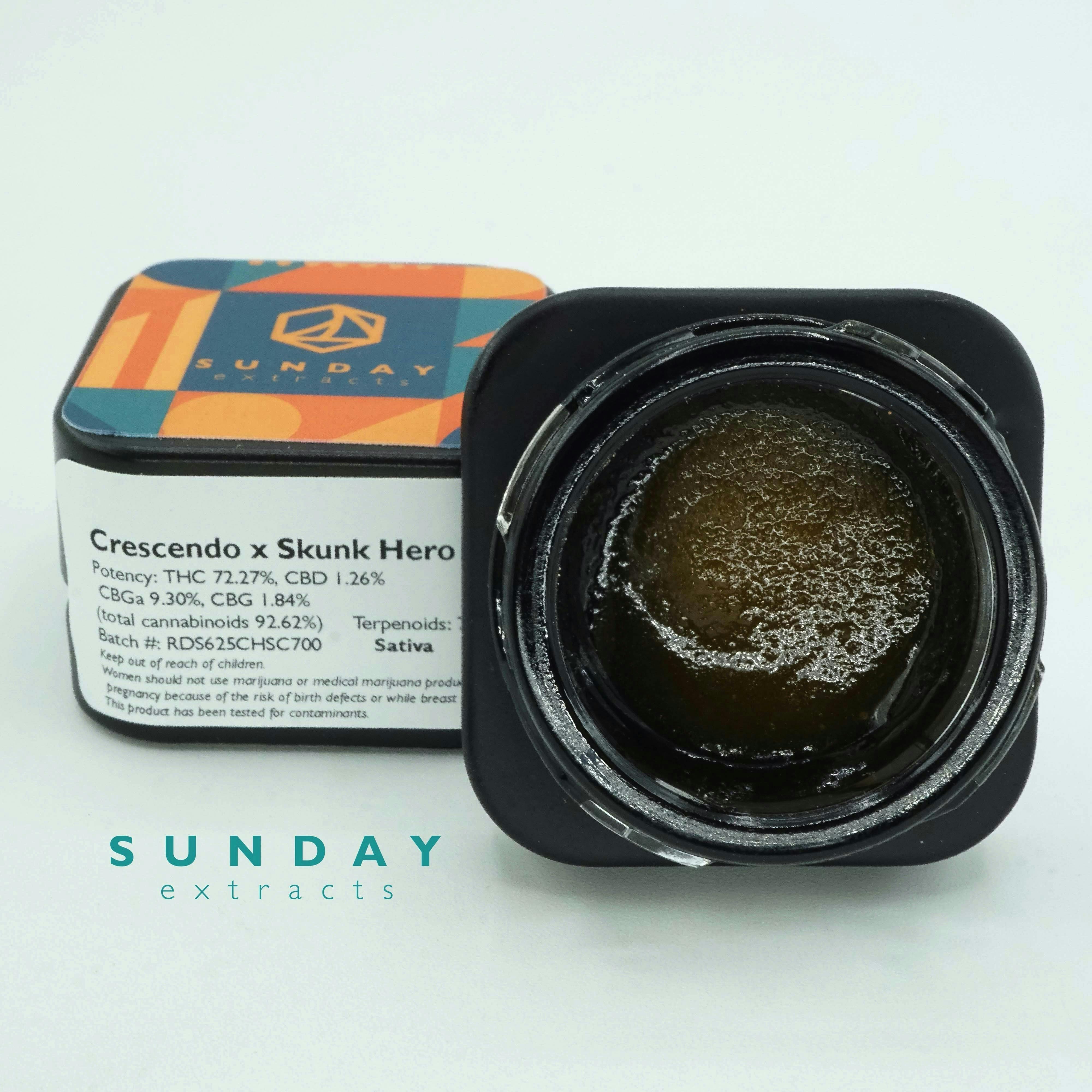 1g Concentrate Cured Resin - Crescendo x Skunk - Sunday Extracts