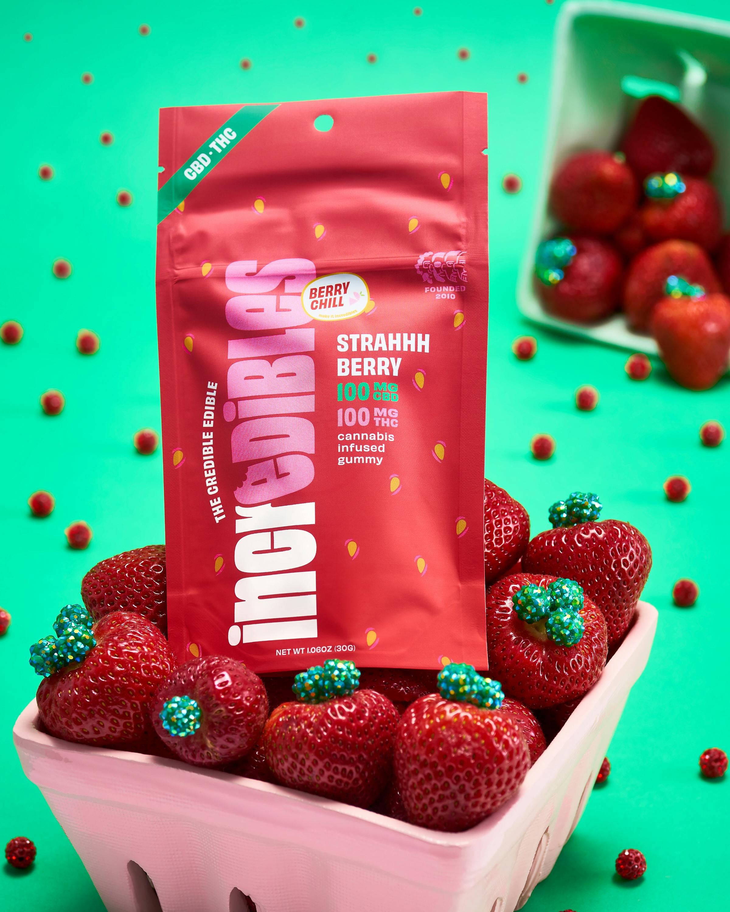 1:1 Strahhhberry + CBD | Gummies | 20 pack | 100mg THC / 100mg CBD
