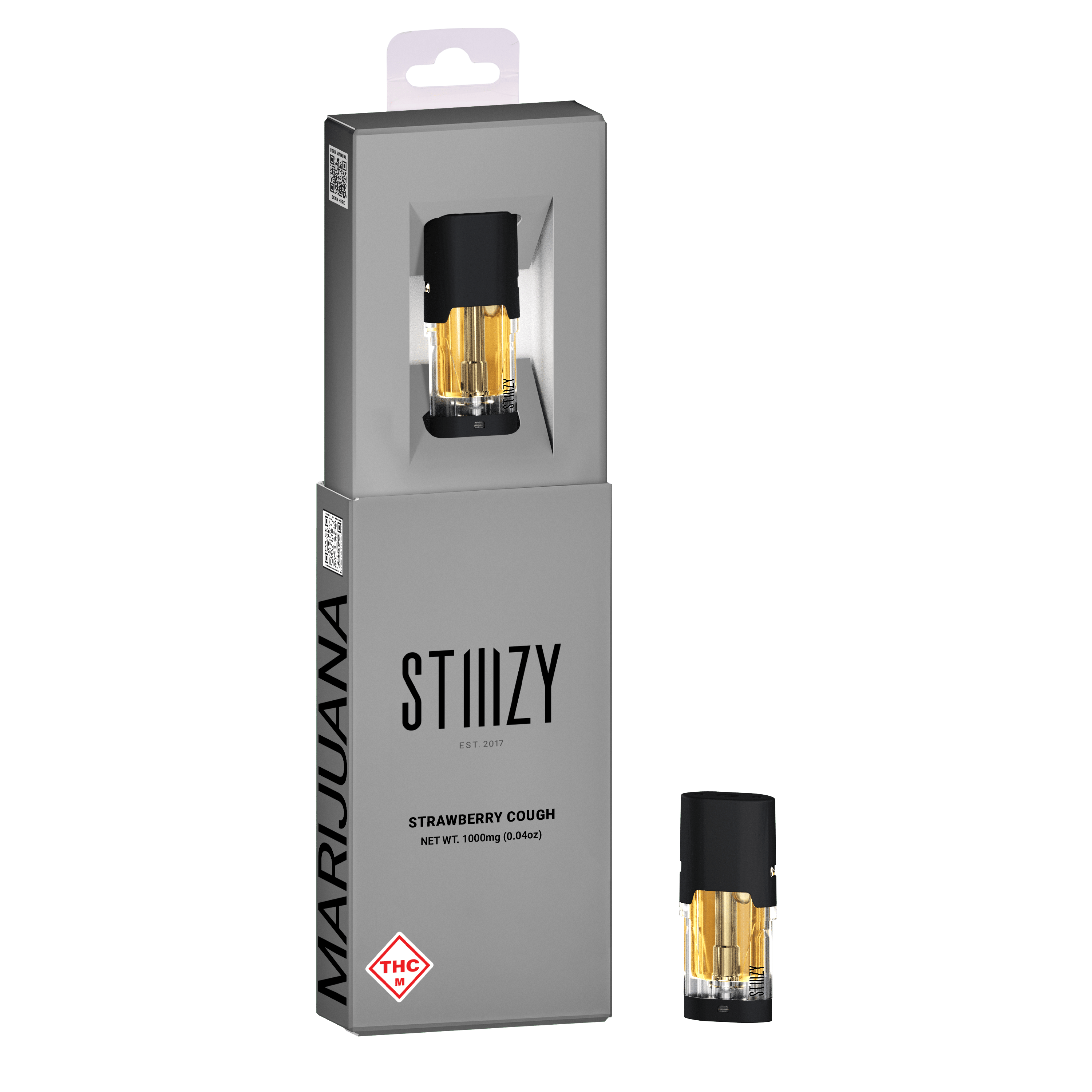 Vape Cartridge - STRAWBERRY COUGH 1G Original THC Pod - STIIIZY