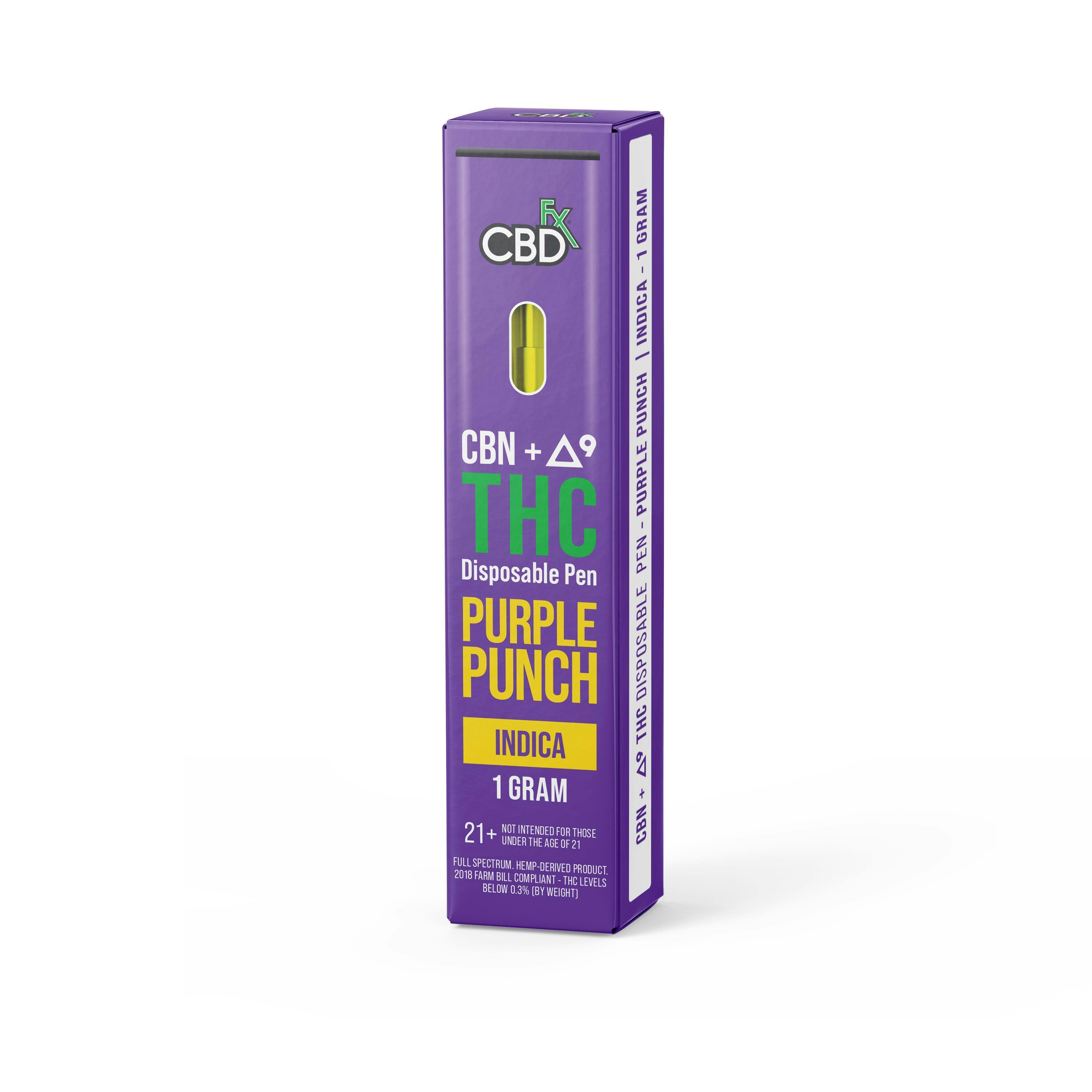 CBN + Delta-9 THC Vape Pen: Purple Punch Indica - CBDfx