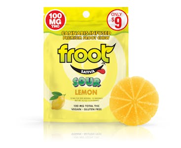 FROOT - Froot - Sour Lemon Gummy - 100mg Single Cut-to-dose