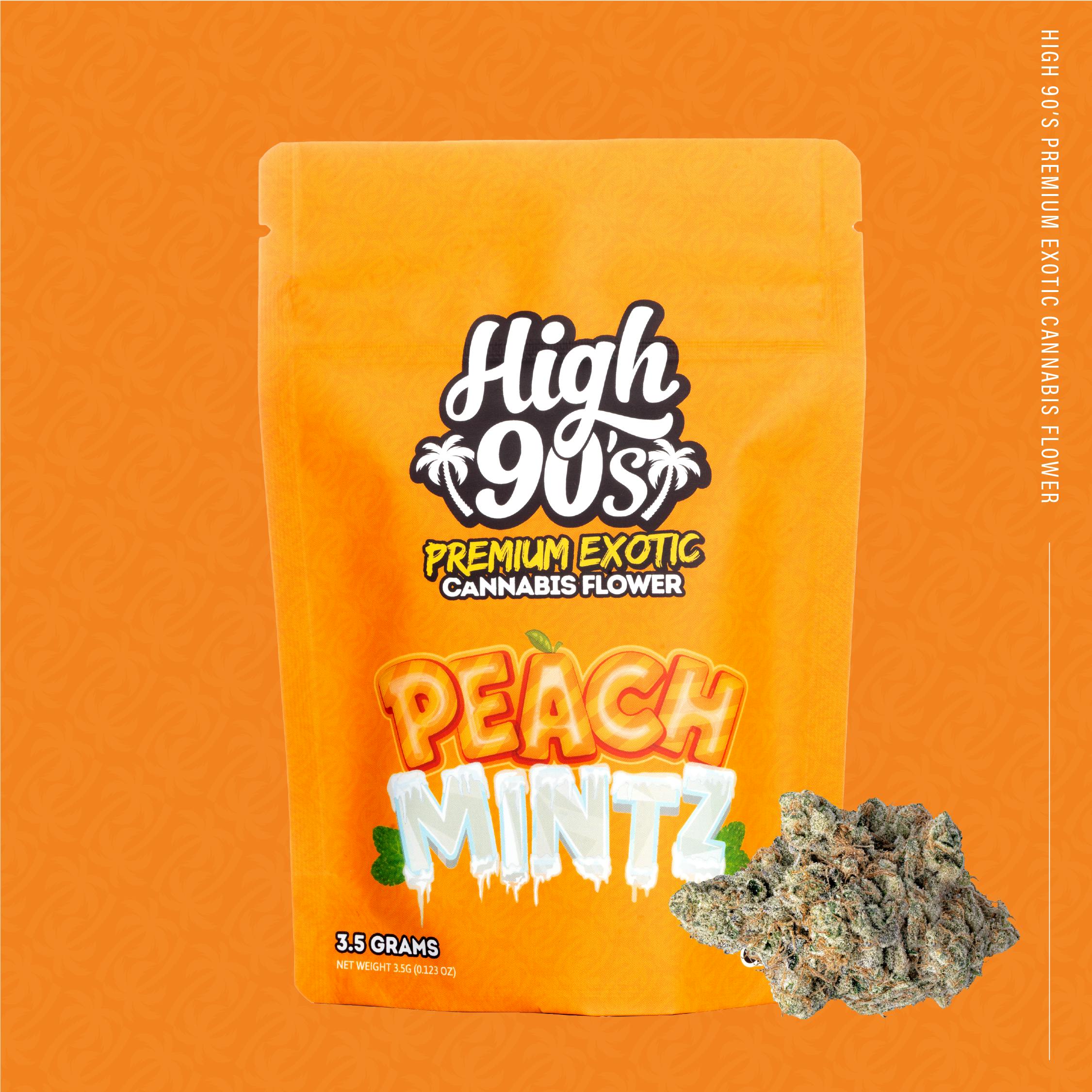 High 90s : Peach Mintz 3.5g Flower - HIGH 90s