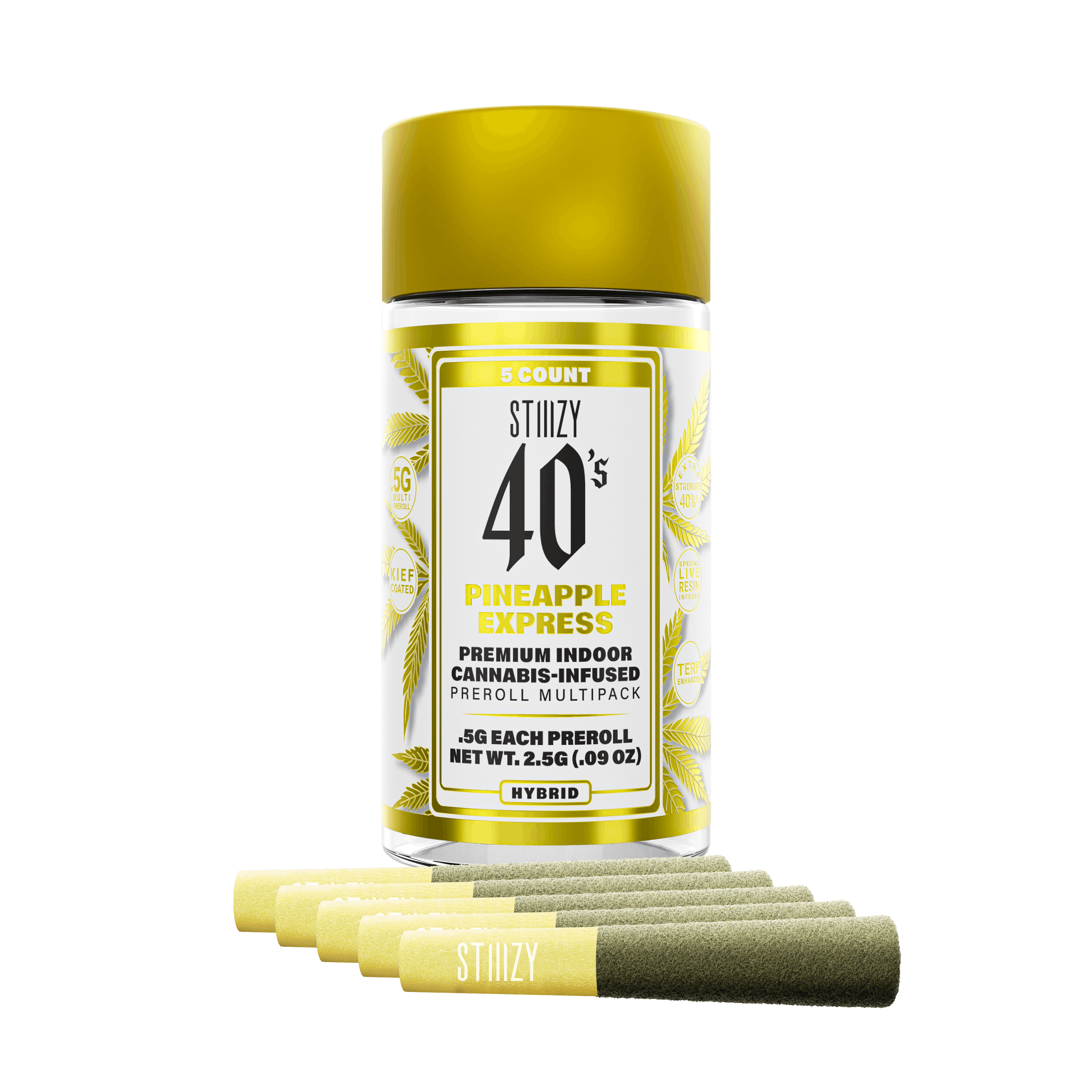 PINEAPPLE EXPRESS - .5G 40's Infused Preroll 5 Pack - STIIIZY