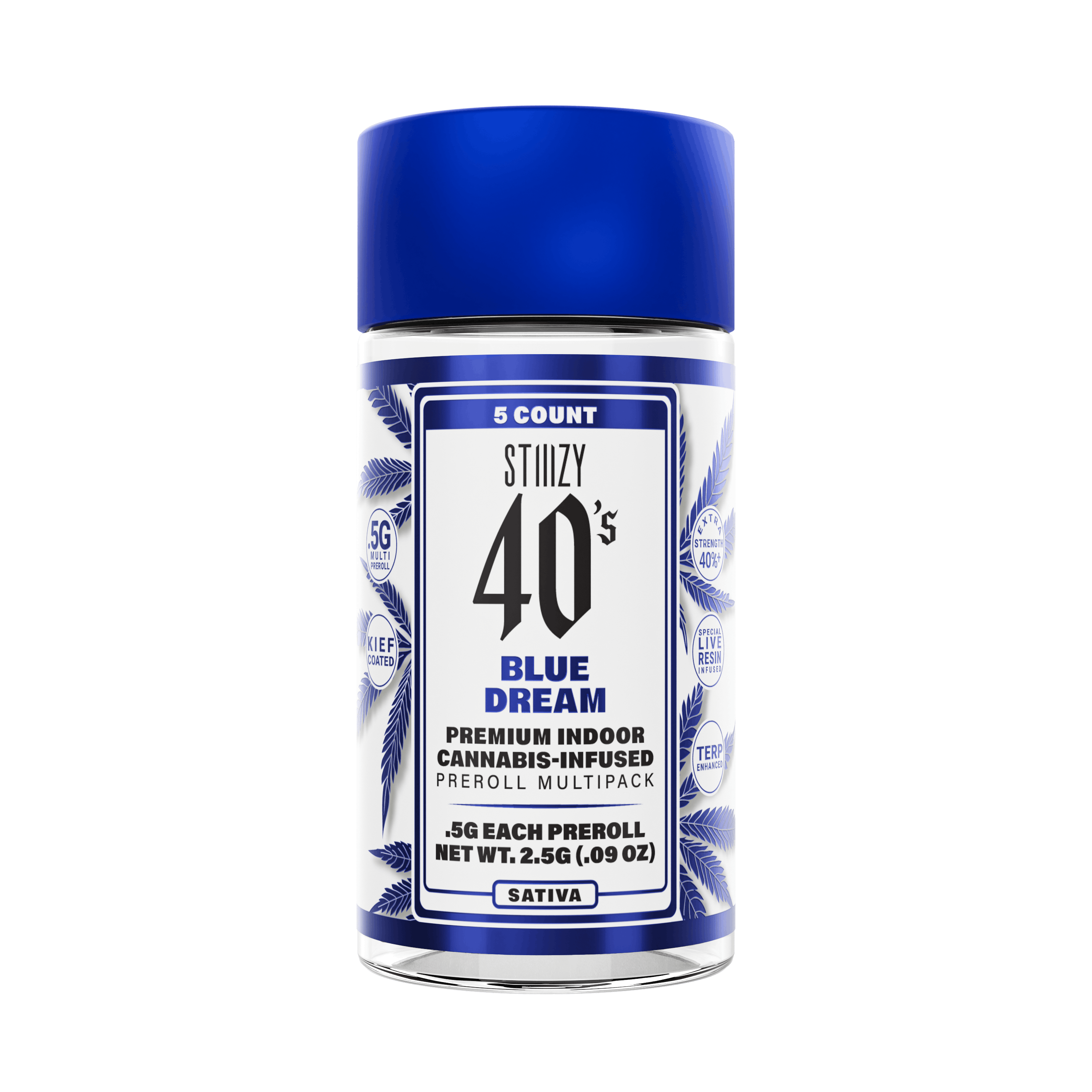 STIIIZY | Blue Dream 40s -Sativa- 30.75% THC | 2.5g 5pk (Infused Pre-Roll) 32.98% TAC |      -KK2