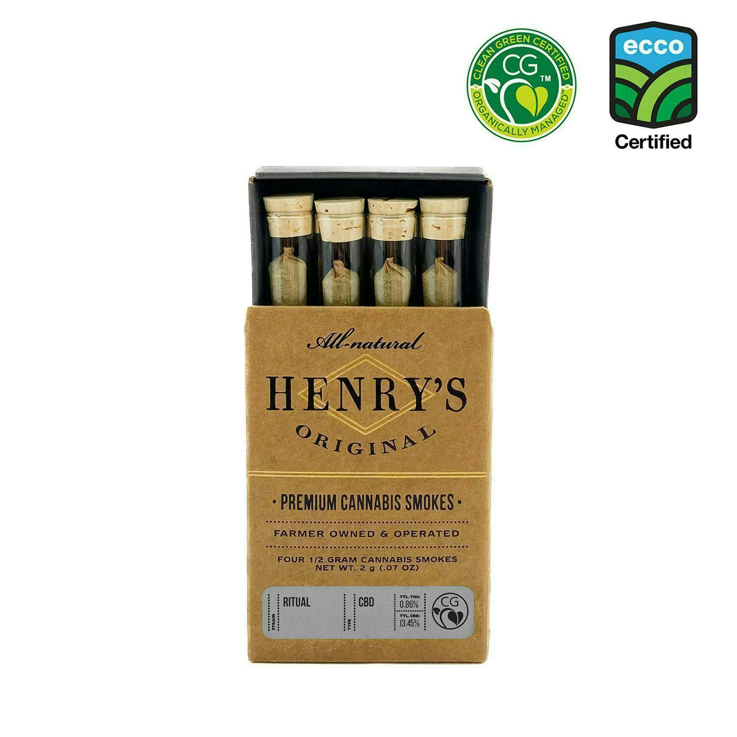 Henry's Original | Ritual CBD | Joints | 0.5g each | 4pk - Henry's