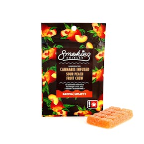 Sour Peach | 100 mg Scored Single Fruit Chews | Smokiez