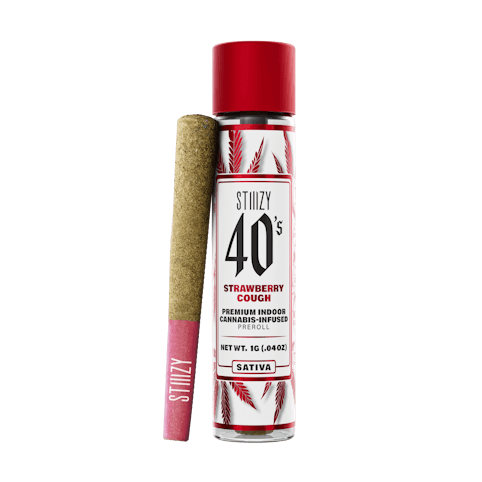 STIIIZY - Strawberry Cough -Sativa- 39.43% THC | 40's Infused (PreRoll) - 1.0g | STIIIZY    -kk3 front