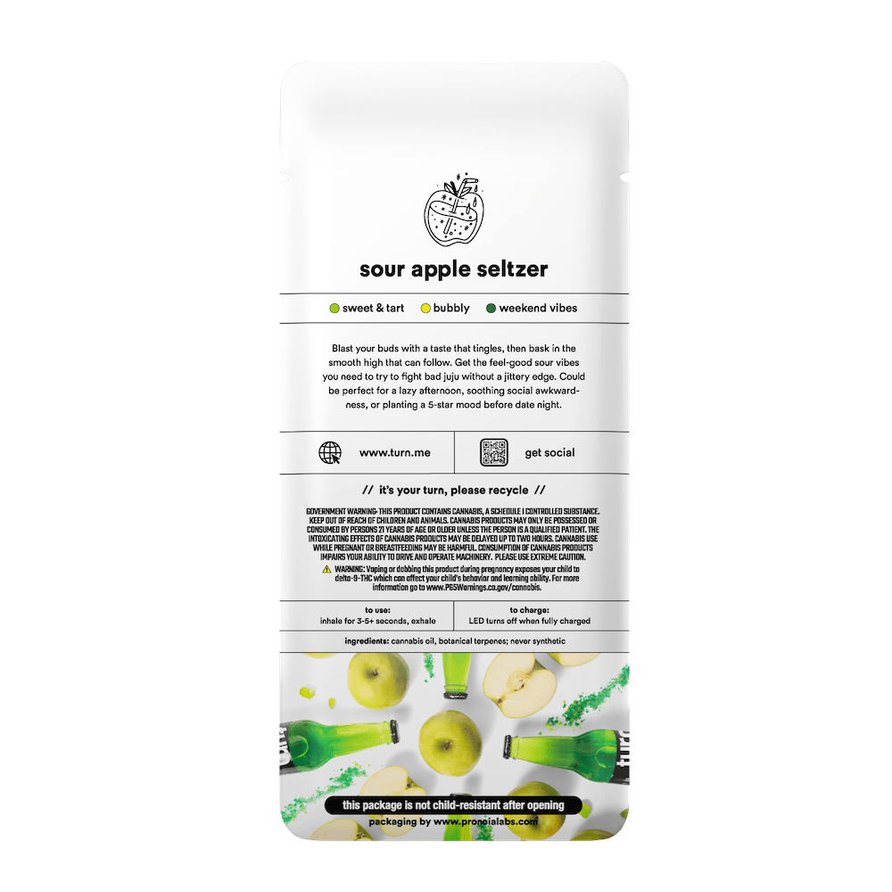 Turn - Disposable - Sour Apple Seltzer - 1G - The Chronic