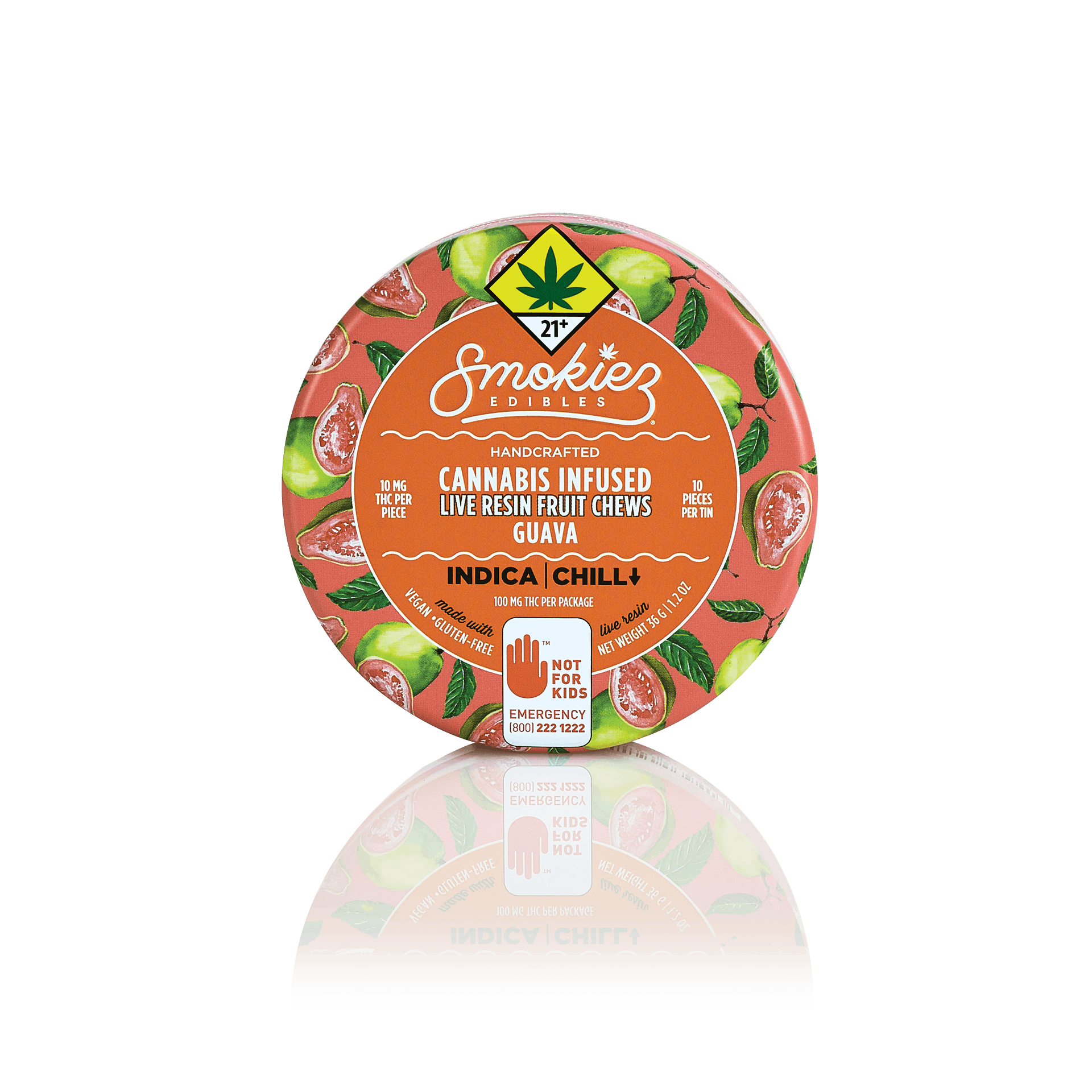 Guava Indica 100mg THC Live Resin Fruit Chews - WA - Smokiez