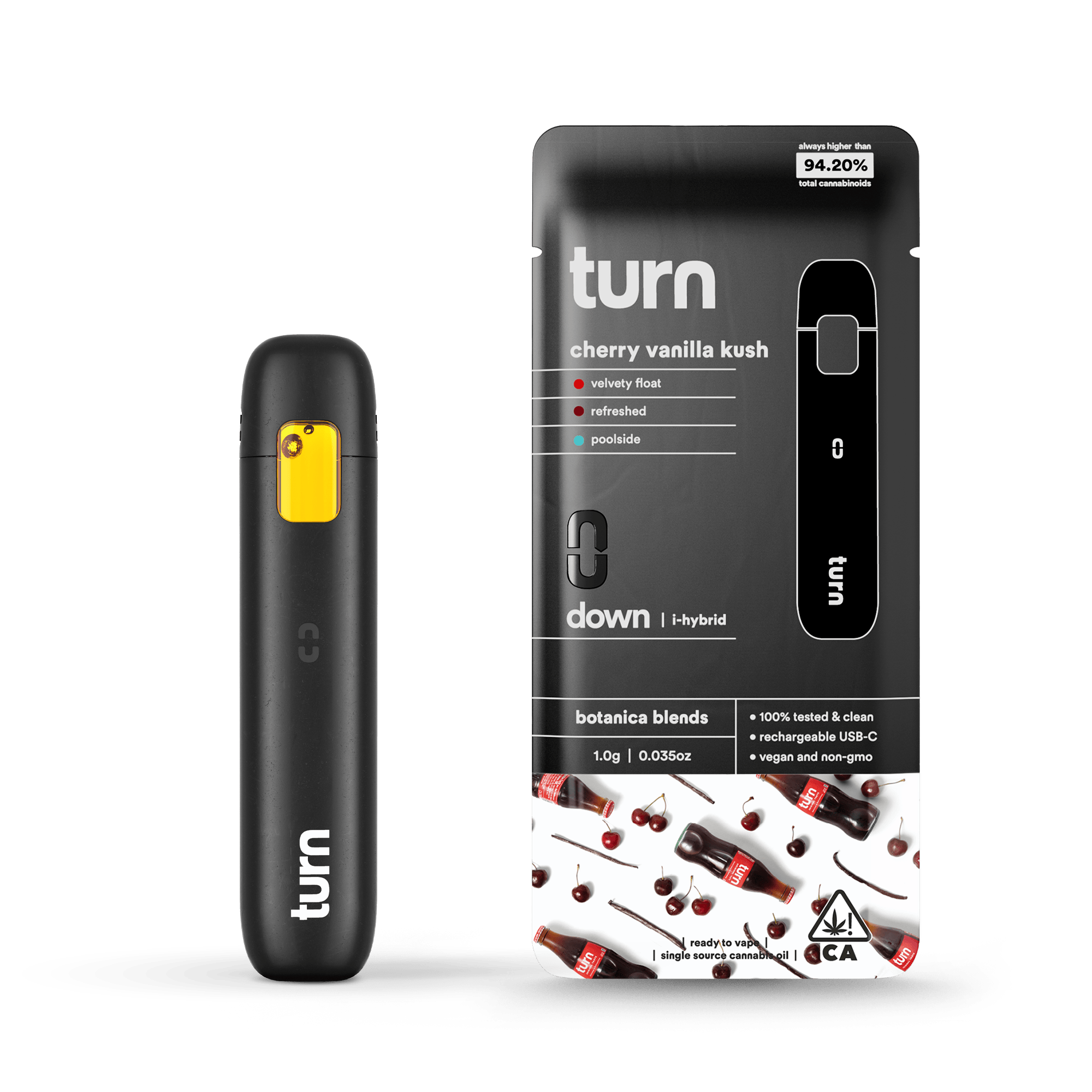 disposable vape with nicotine 20mg turn | Cherry Vanilla Kush | Disposable | 1g