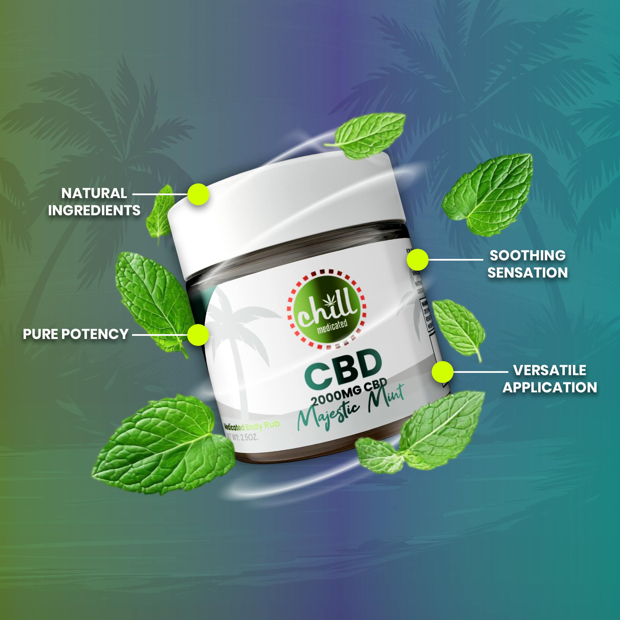 2000mg CBD | Majestic Mint Body Rub | REC - Chill Medicated