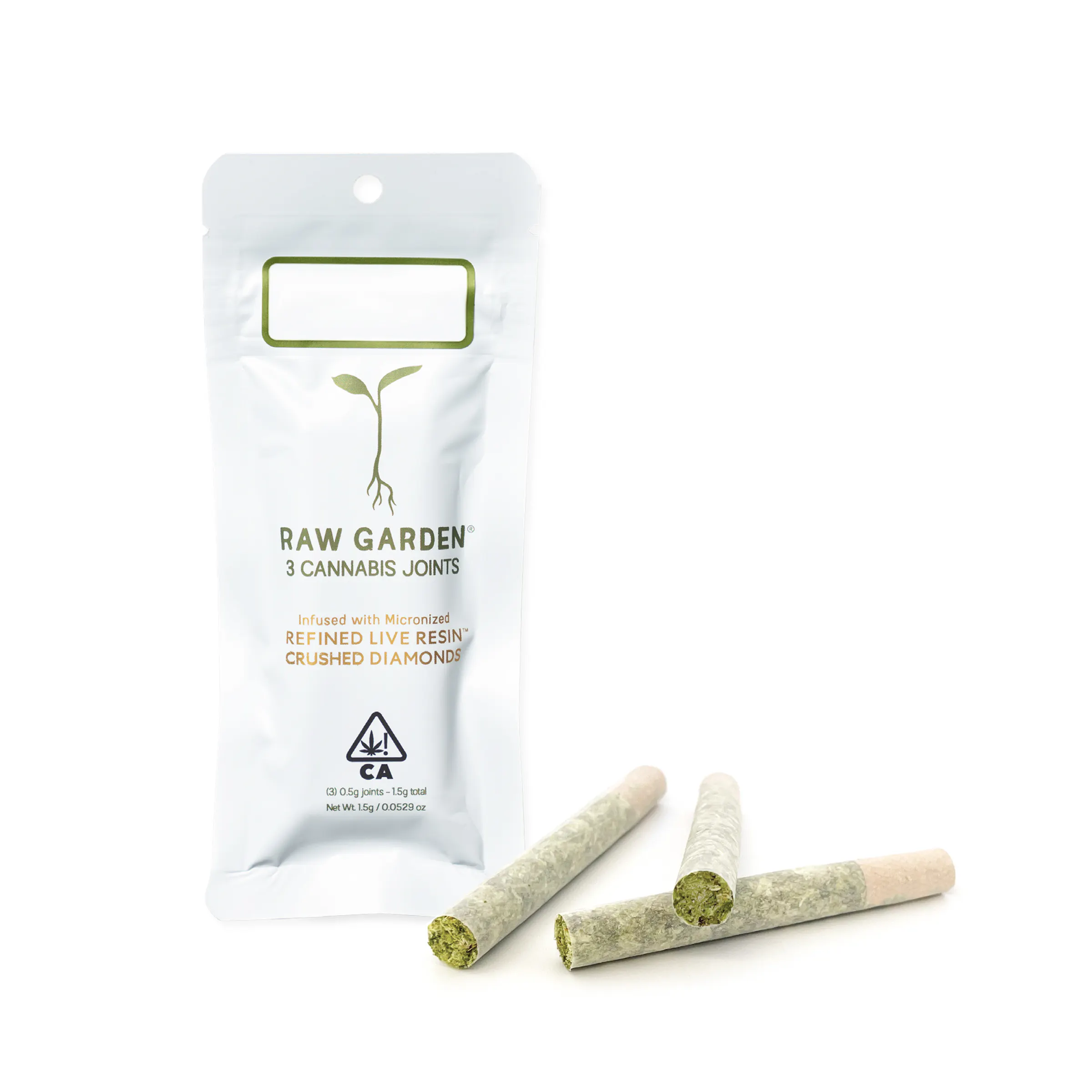 Raw Garden - Raw Garden - Lemon OZ - 1.5g Refined Live Resin Crushed Diamonds Infused Joints - 3pk Main Image