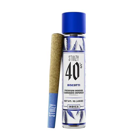 STIIIZY - BISCOTTI -Indica- 28.93% THC | 1G 40's Infused (Pre-Roll) | STIIIZY   -kk2 front