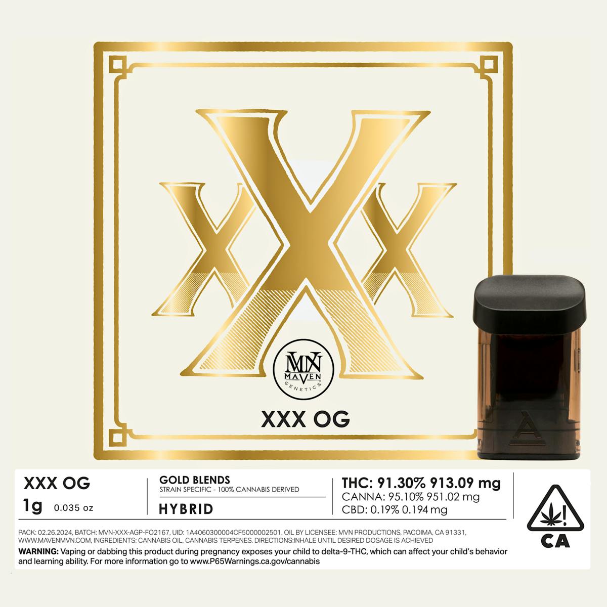 XXX OG Gold Blend Airgraft Pod - Maven Genetics XXX OG Gold Blend Airgraft Pod - Maven Genetics