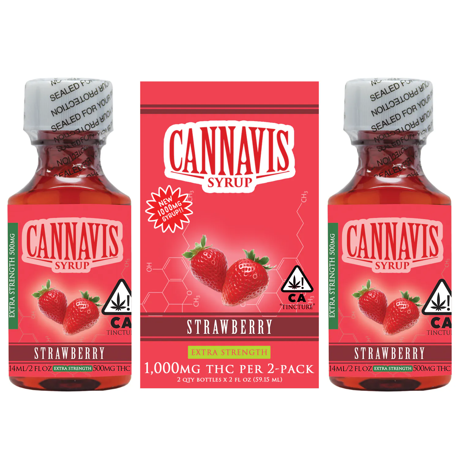 Cannavis - Cannavis Syrup Strawberry 1,000mg Tincture Box (2pk) Main Image