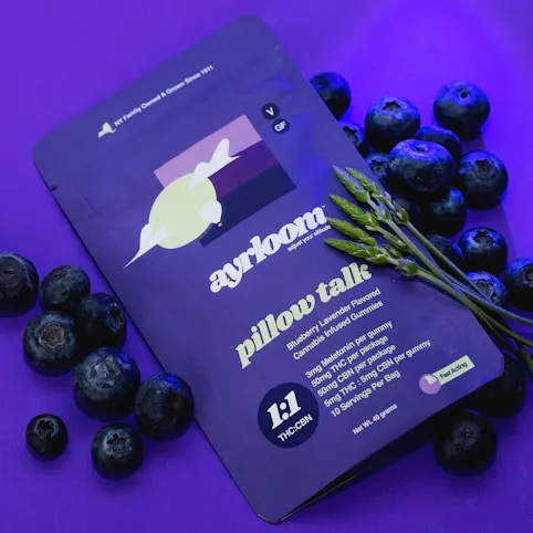ayrloom - Pillow Talk Blueberry Lavender -Indica- 100MG 10:5 THC:CBN 10pk Gummies (Edibles) | Ayrloom -A3 BACK