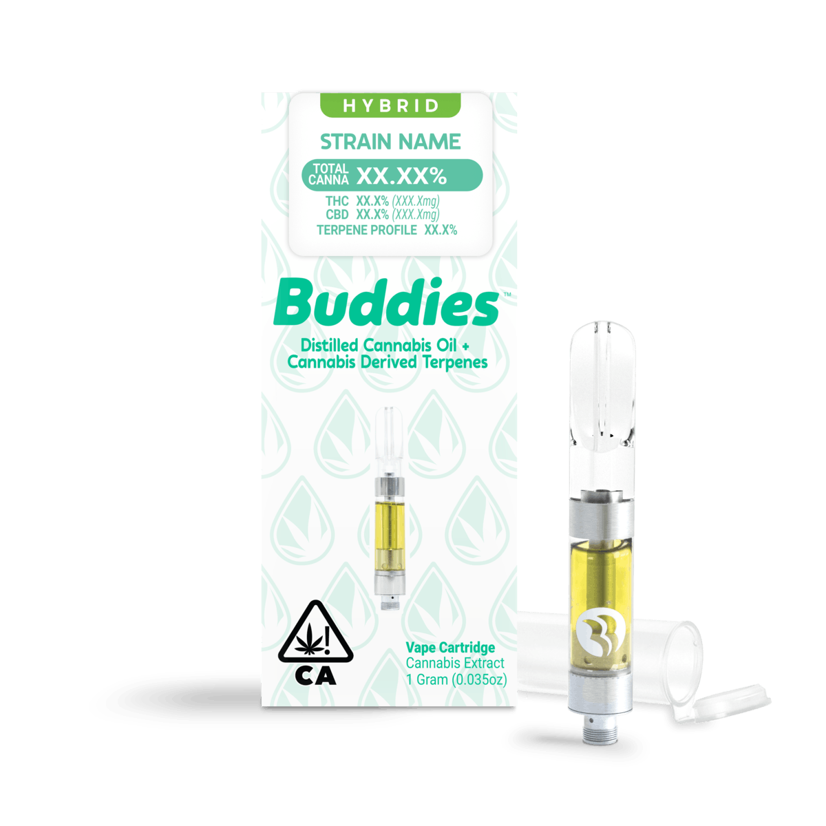 Distillate + CDT White Widow 1g Vape Cart (H) - Buddies Brand