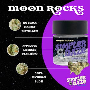 GLORIOUS CANNABIS -  Simpler Daze, By Glorious Cannabis Co.-Moonrocks -Grape Ape 1/8th 