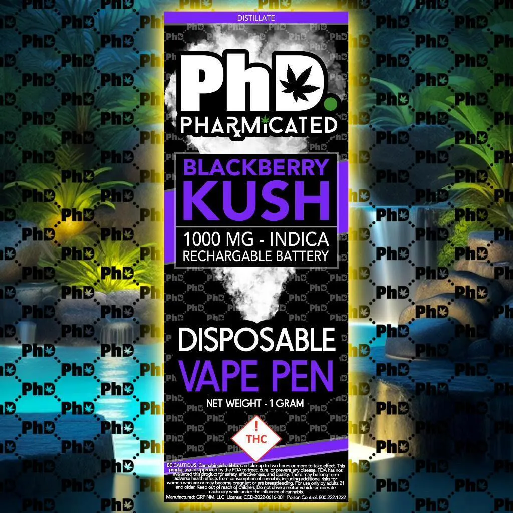 Pharmicated - Pharmicated disposable- 1000 mg - Blackberry Kush Main Image