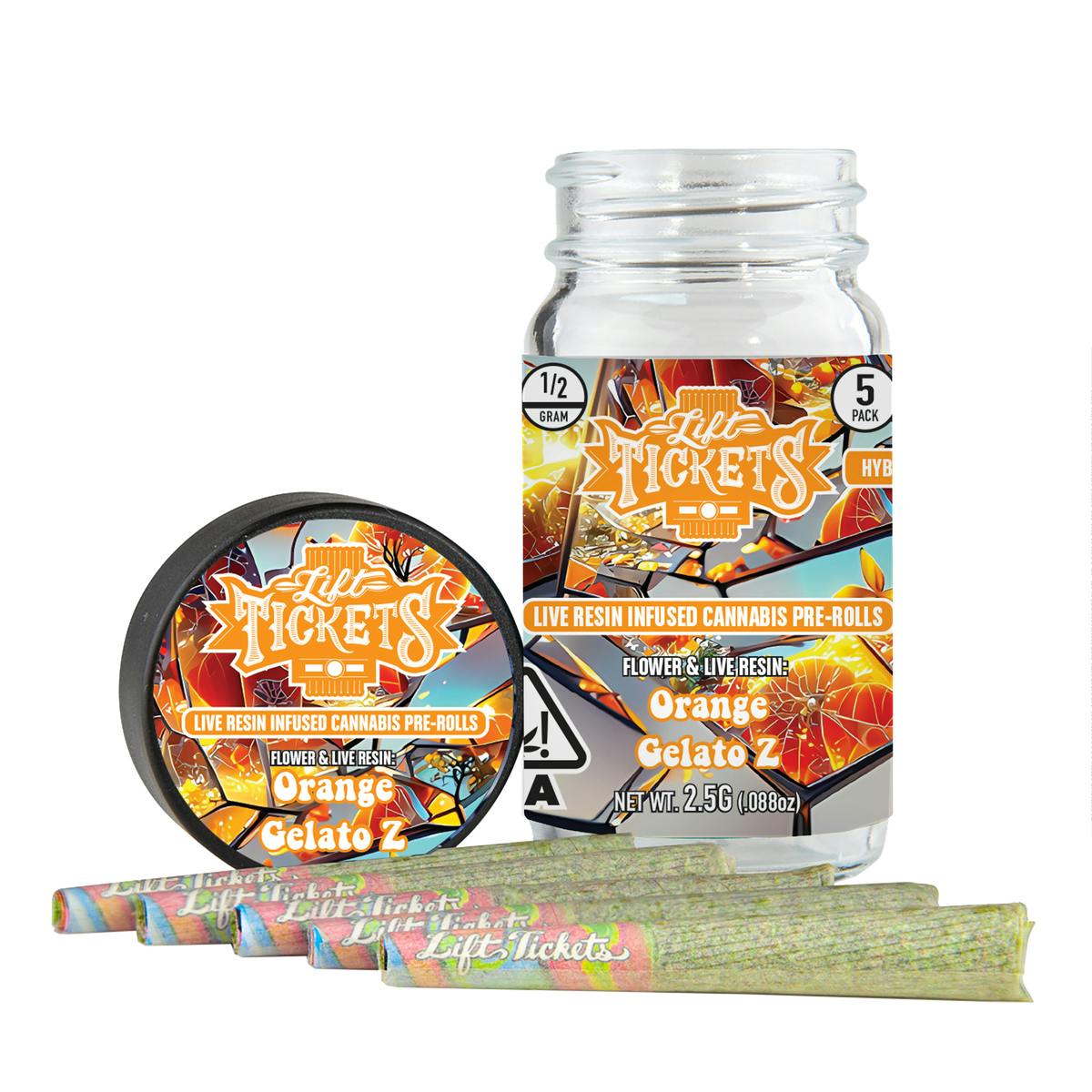 Orange Gelato Z - Infused Pre-Roll 5-Pack - Lift Tickets