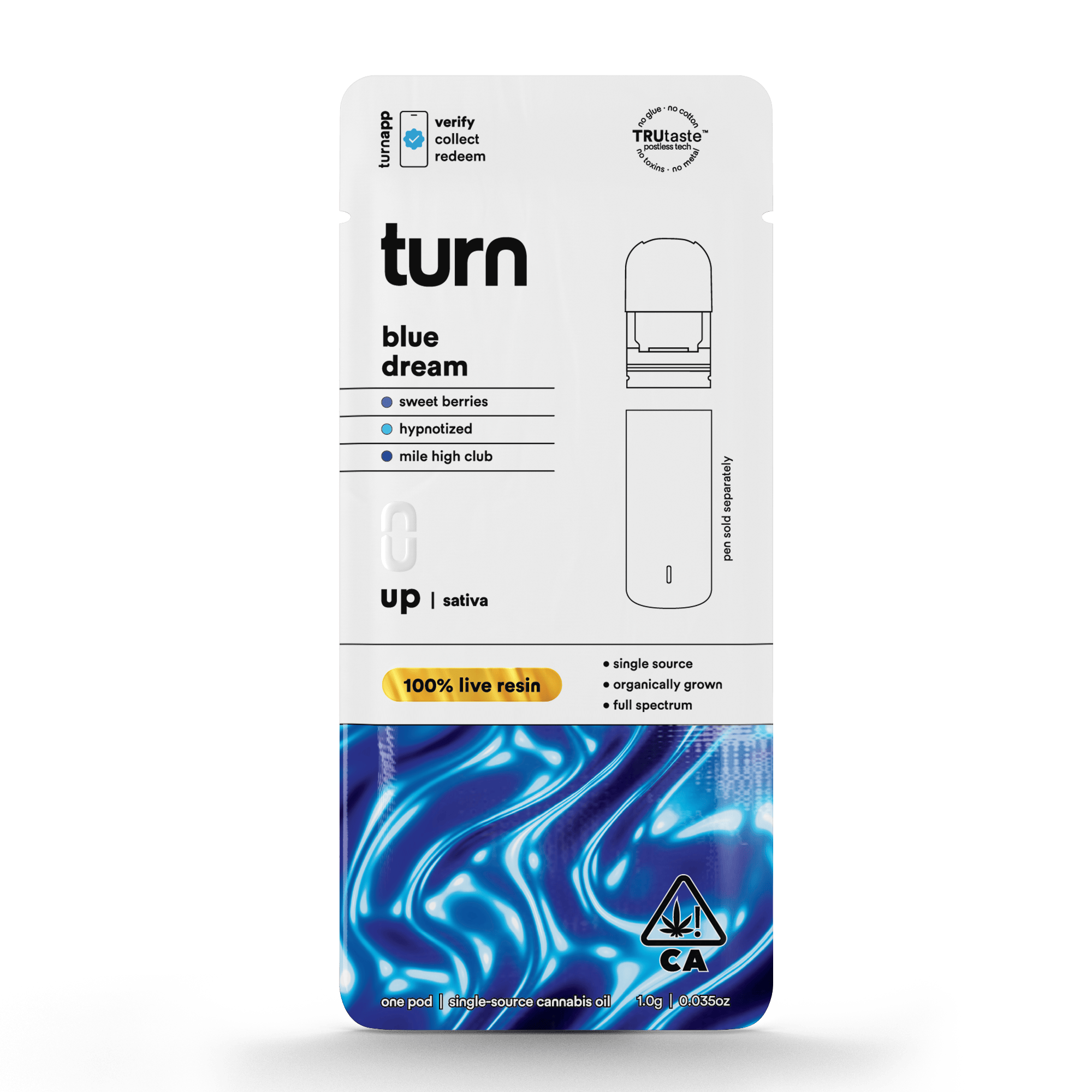 1.0g pod | blue dream | 100% live resin | up | - turn