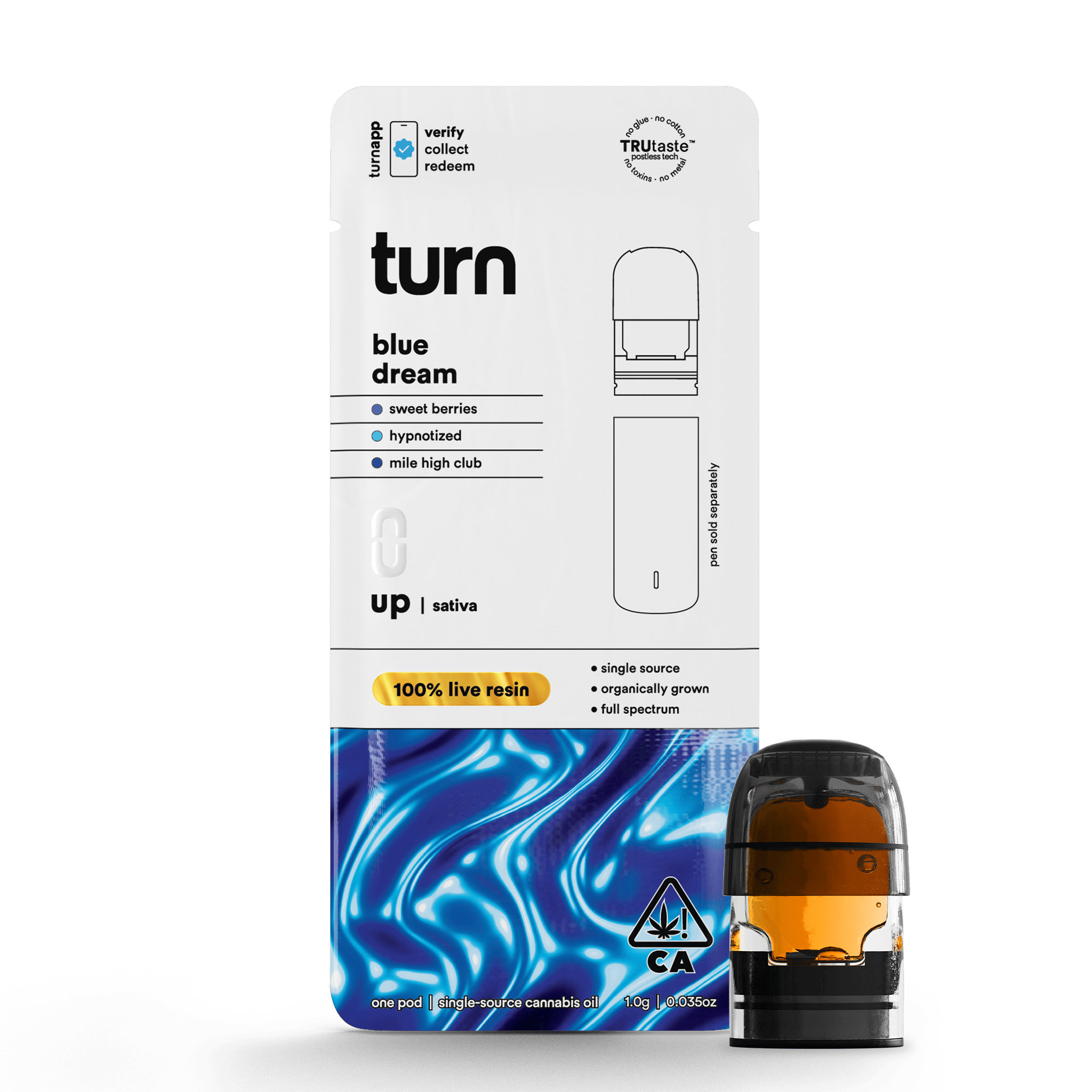 1.0g pod | blue dream | 100% live resin | up | - turn