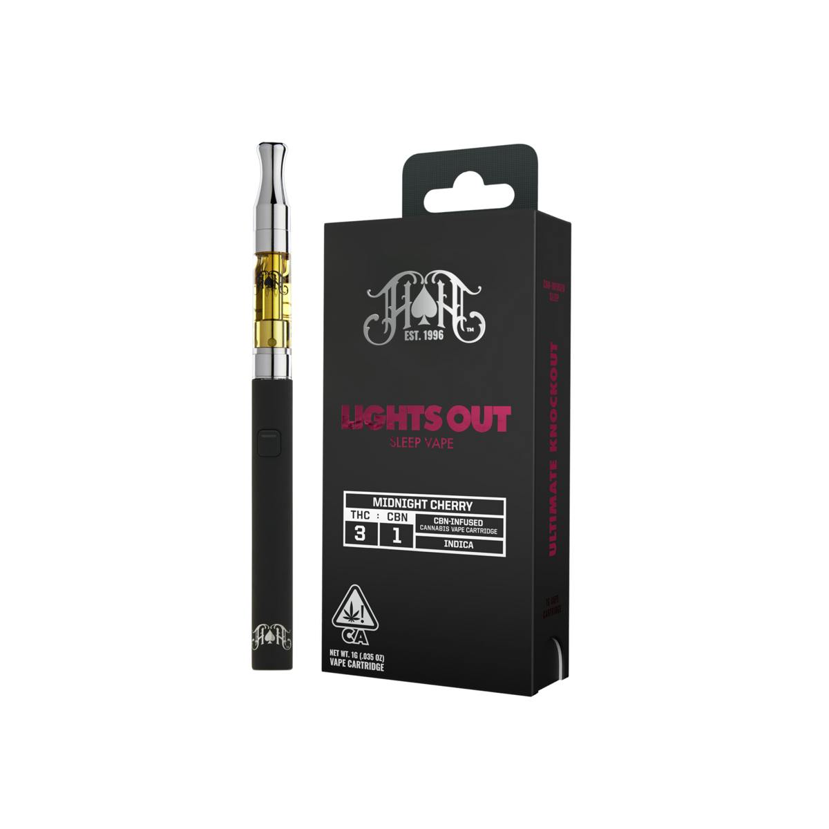 Heavy Hitters - Midnight Cherry | Indica - Lights Out CBN Sleep - 1G Vape Cartridge