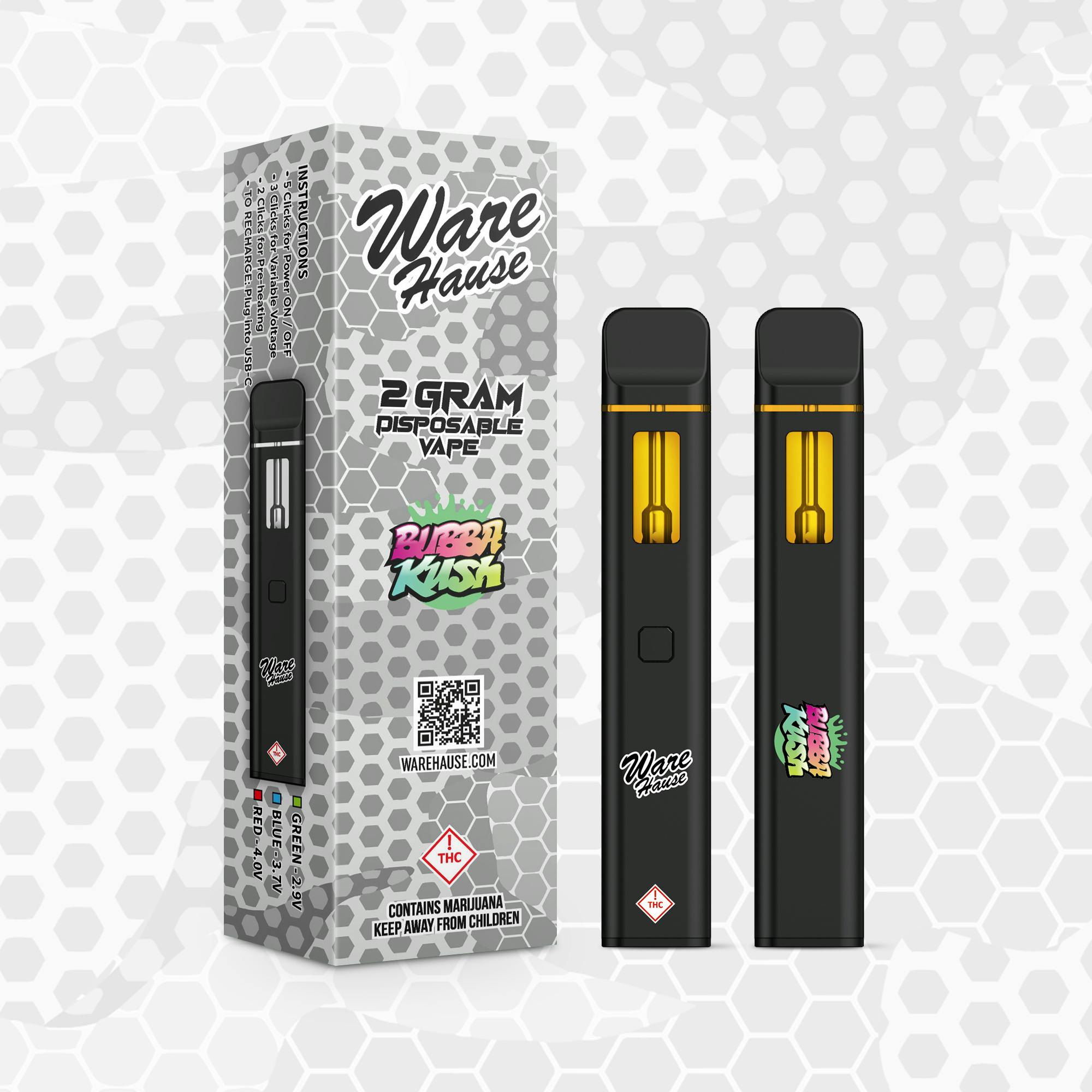 WARE HAUSE 2 Gram Disposable - BUBBA KUSH