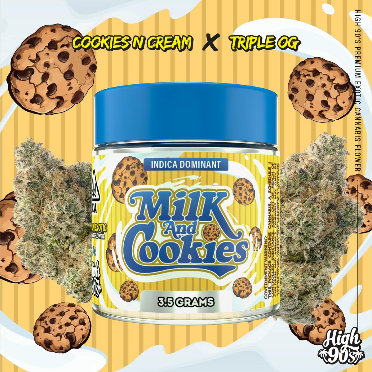 High 90s : Milk and Cookies 3.5g Flower - HIGH 90s