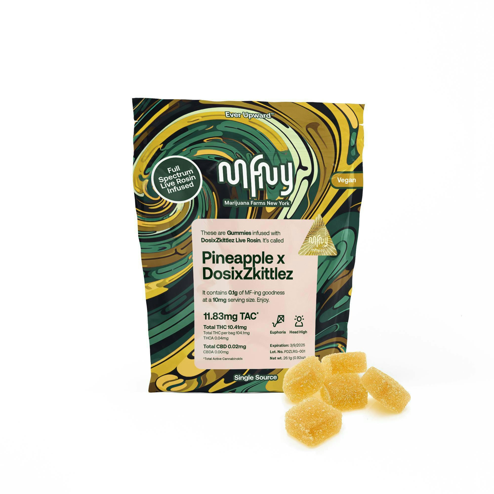 Pineapple x Dosi x Zkittles Live Rosin Gummies | 100mg 10pk - MFNY