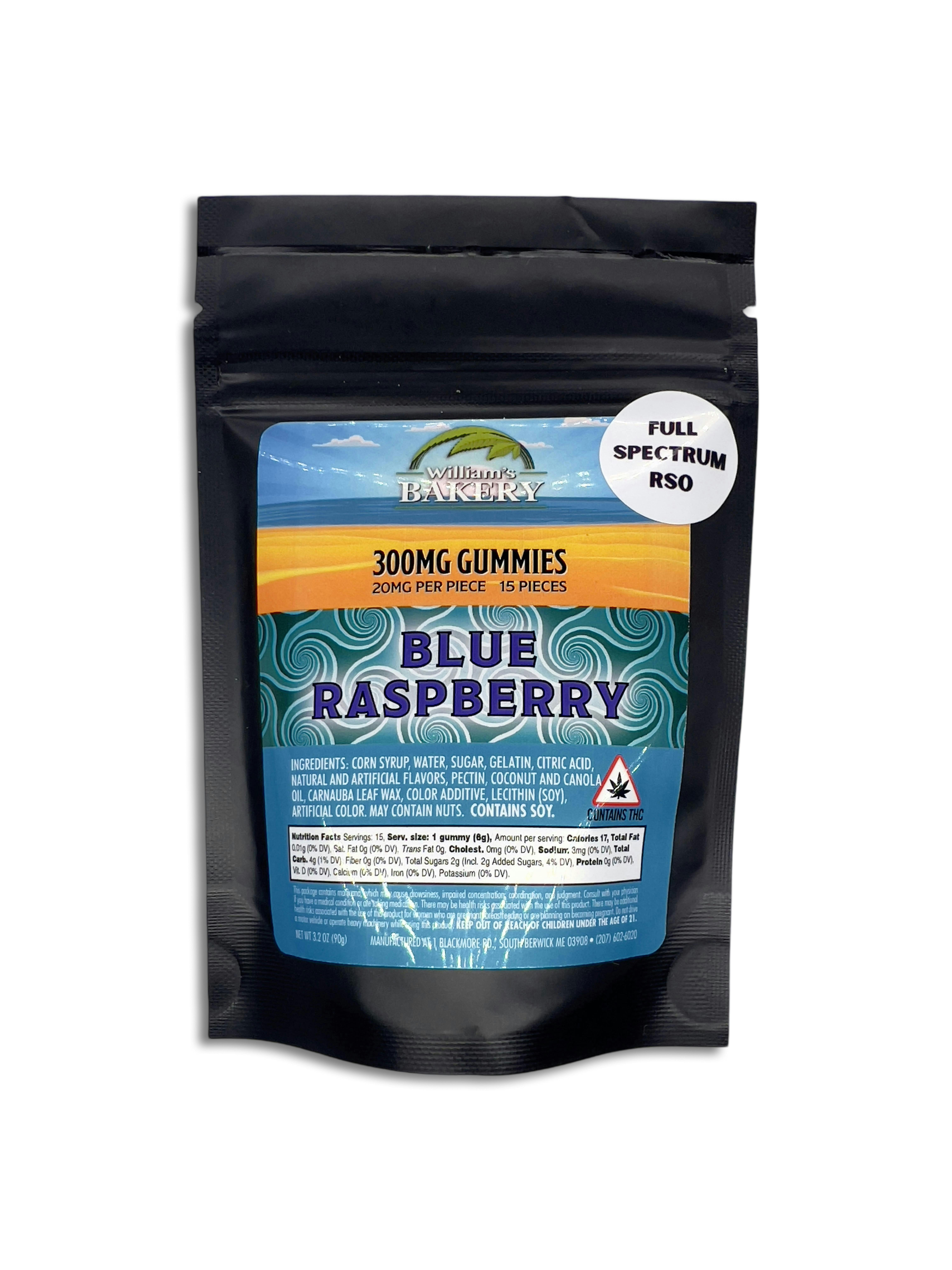 Blue Raspberry RSO Gummies 20mg/ea 300mg/pkg - William's Bakery