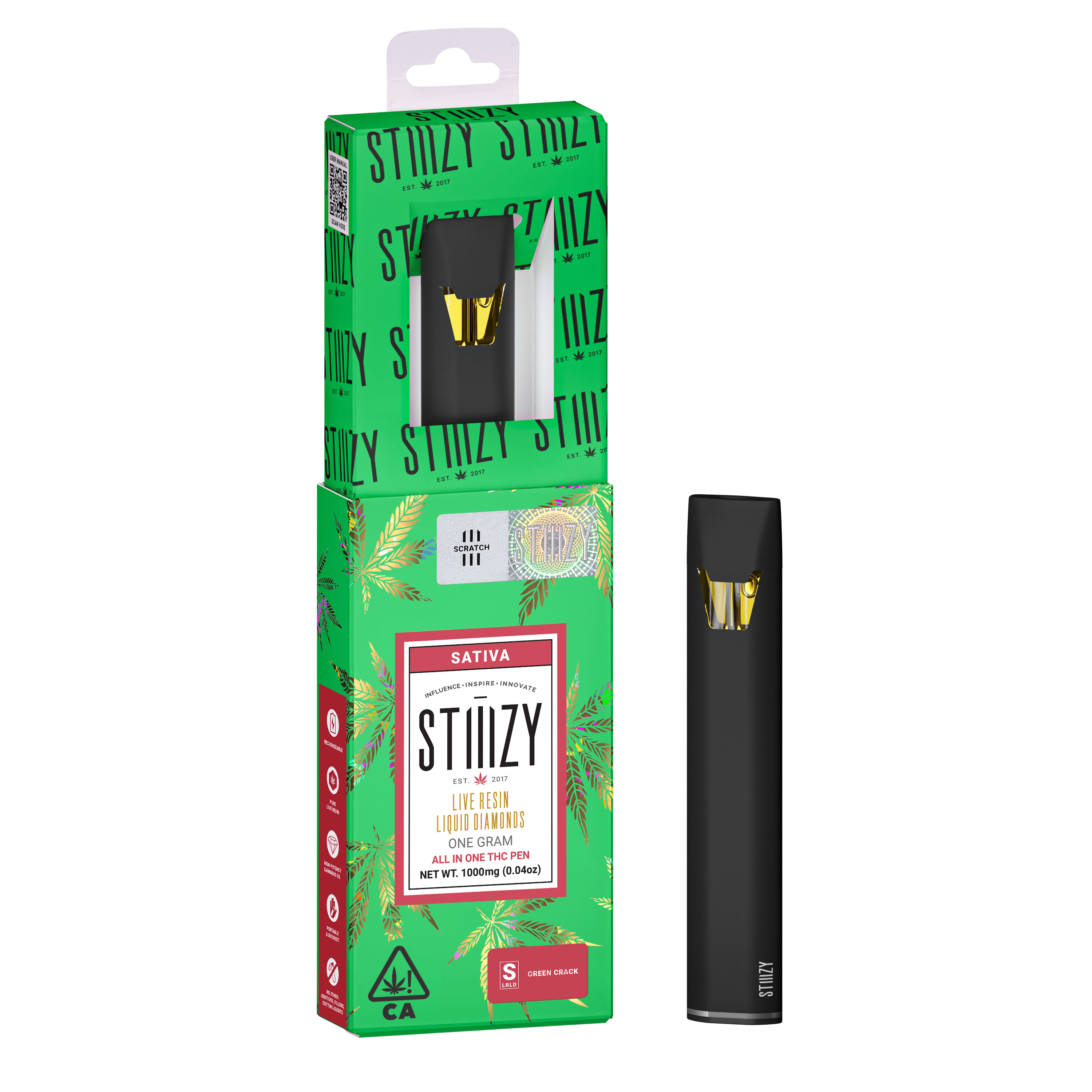 CRDP×DGNリキッド 1ml Green Crack Green Crack | Delta 8 THC Vape Cartridge