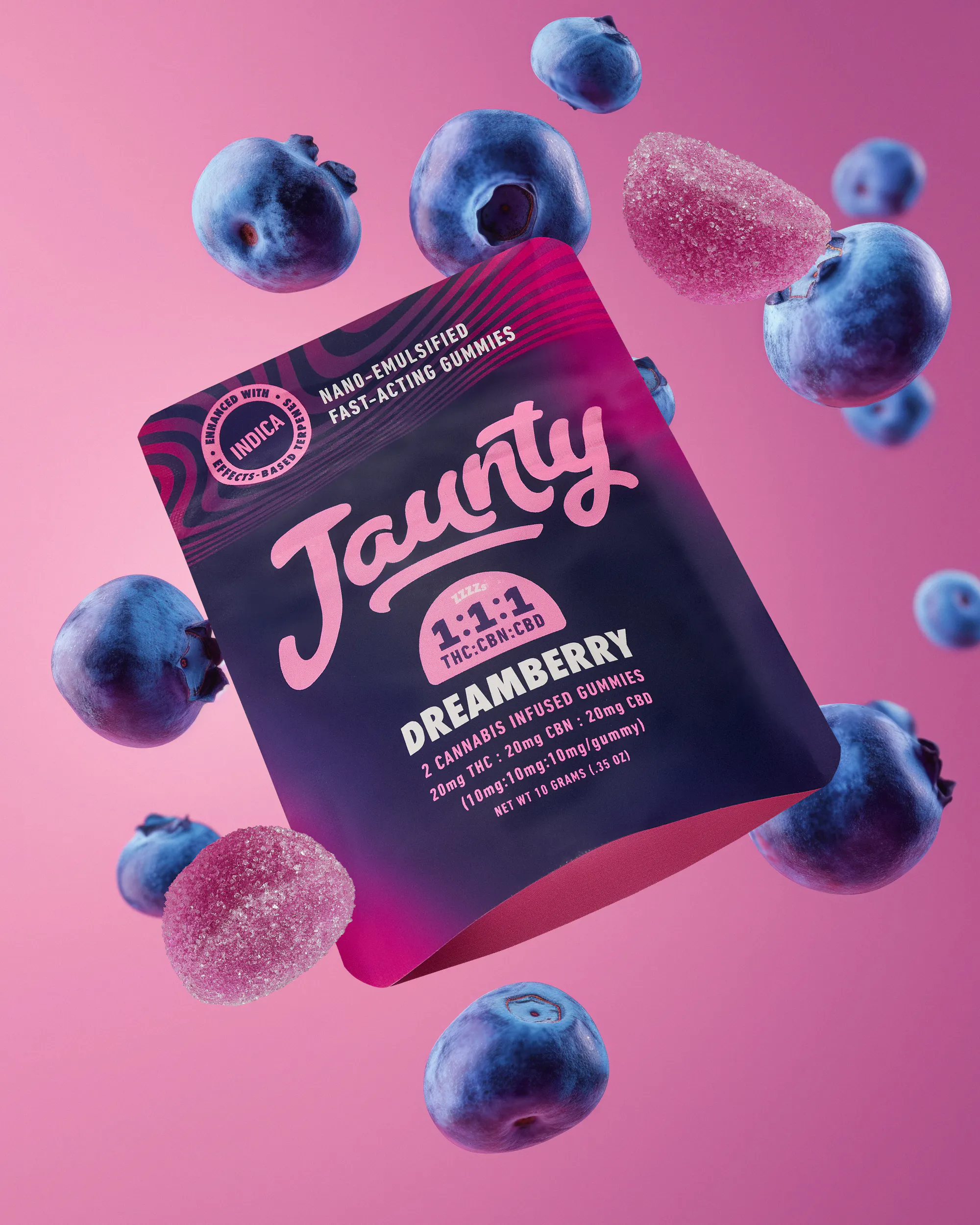 Jaunty - Jaunty - Dreamberry - 1:1:1 THC:CBD:CBN - 20mg 2pk - Edible Main Image