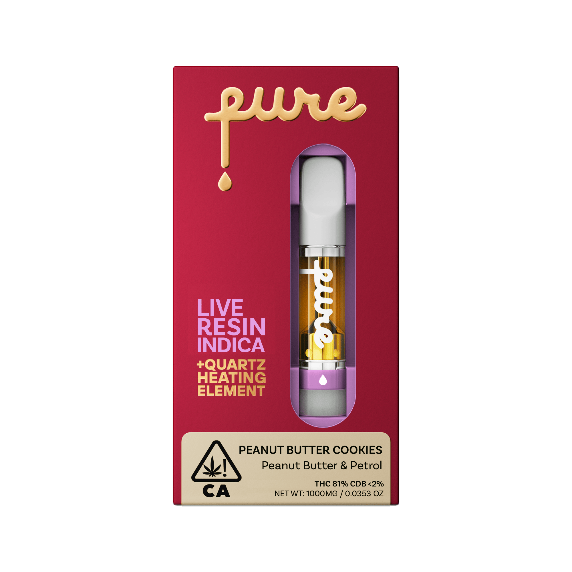 Pure Live Resin 1g Cartridge - Peanut Butter Cookies - Indica