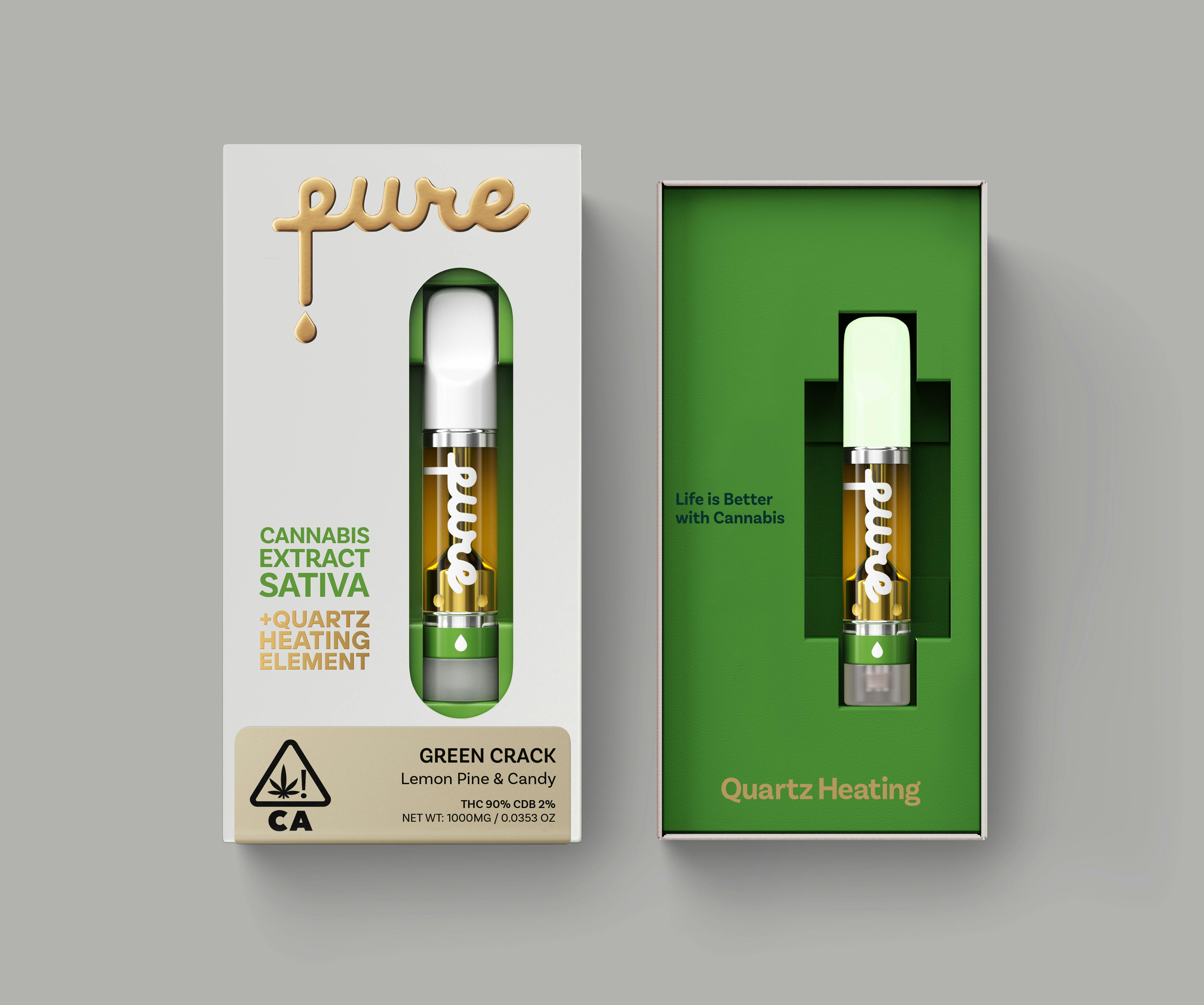 Pure Cannabis Extract 1g Cartridge - Green Crack - Sativa - Pure Vape