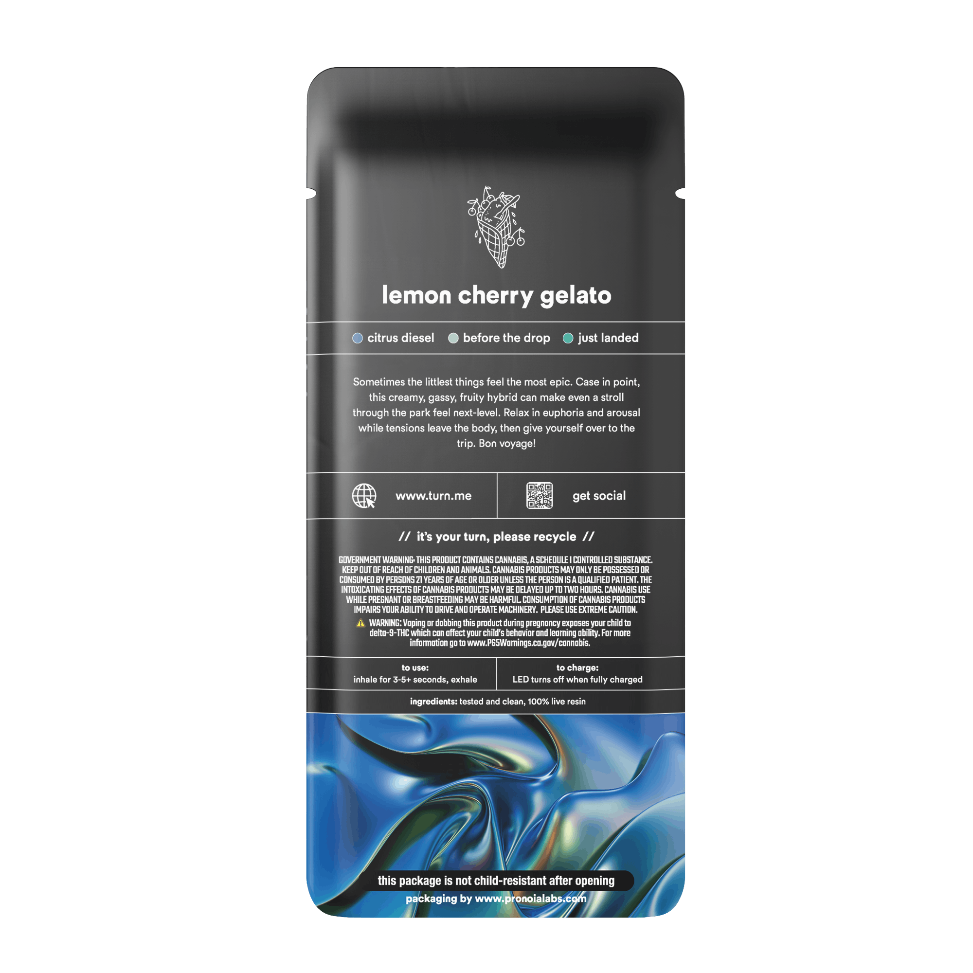 1.0g AIO | lemon cherry gelato | 100% live resin | down | - turn