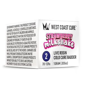 WEST COAST CURE - Strawberry Milkshake - 1g Live Rosin Cold Cure Badder - Tier 2 (West Coast Cure)