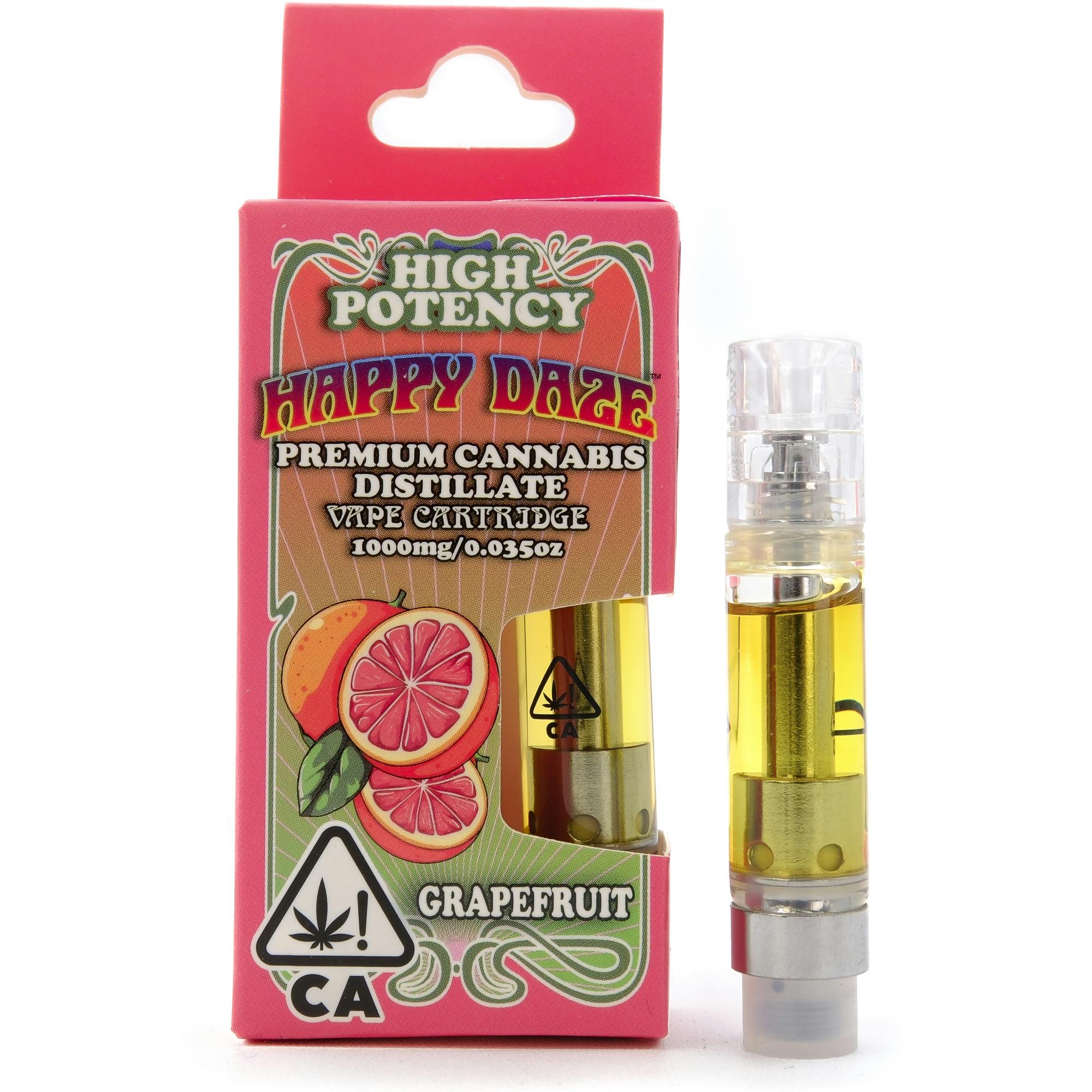 Grapefruit 1g Distillate Cart - Happy Daze - Happy Daze