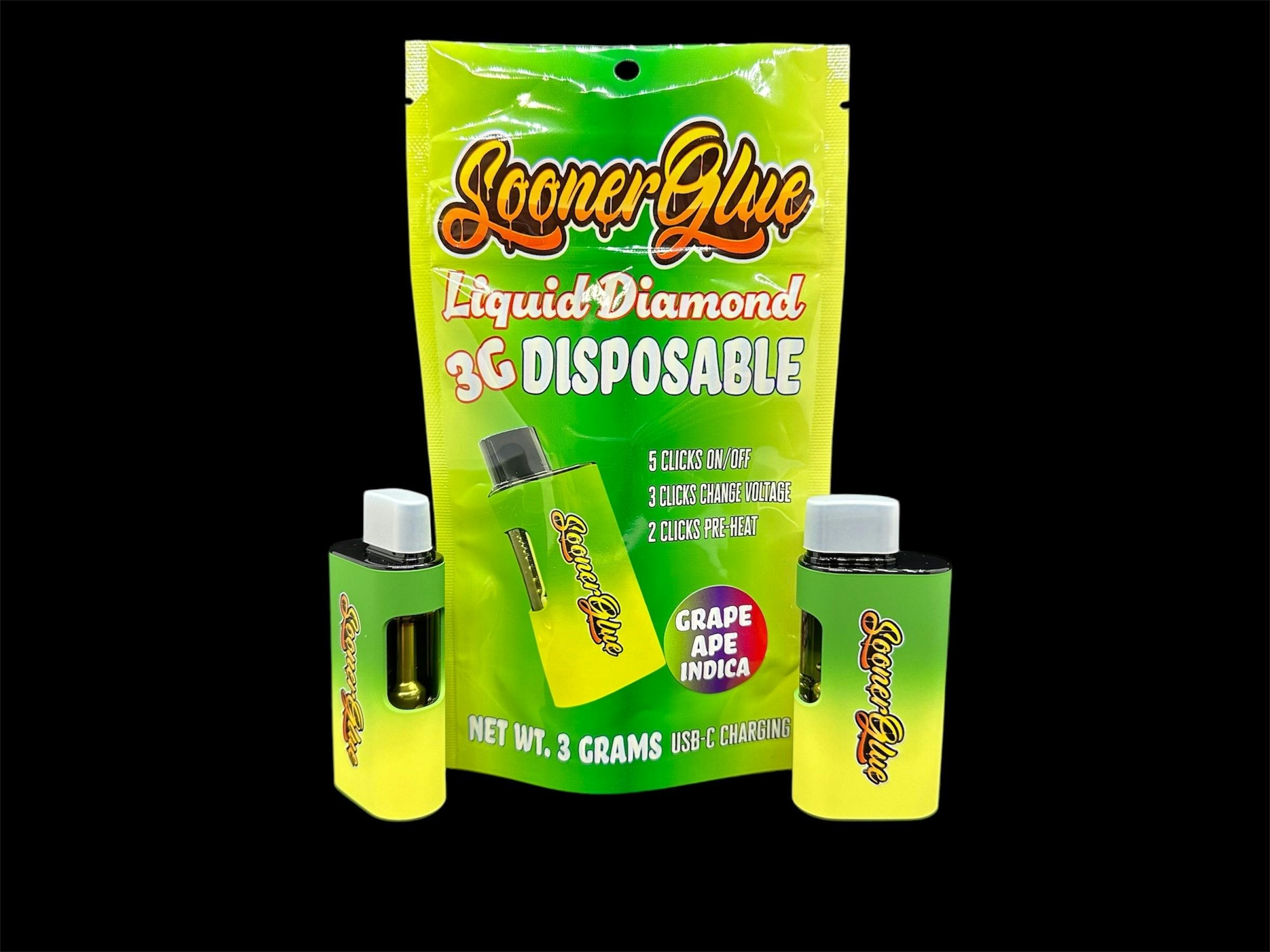 3g Liquid Diamond Disposable Cartridge - Grape Ape - Sooner Glue