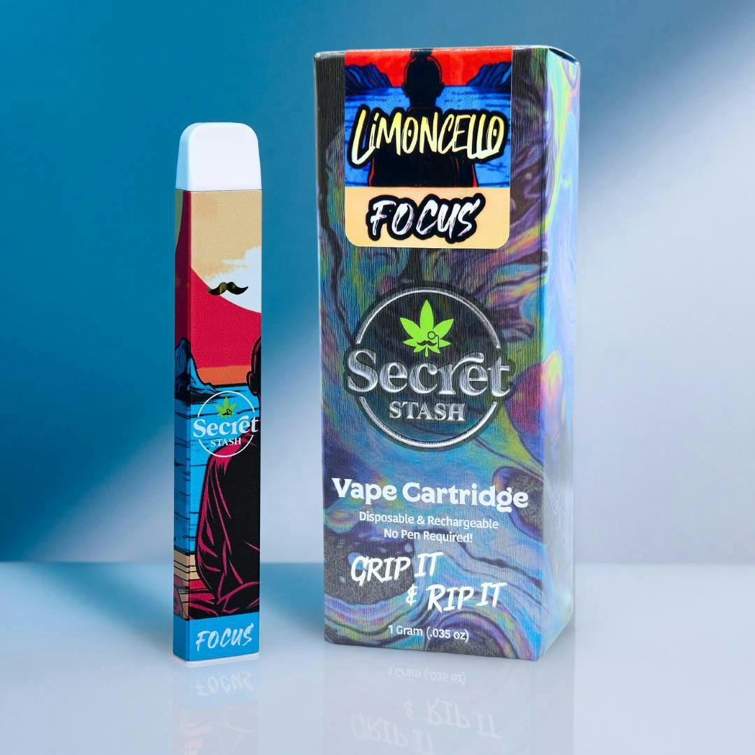 Secret Stash | Disposable Cart | Focus | Limoncello | 1g (NEW) - Secret Stash Secret Stash | Disposable Cart | Focus | Limoncello | 1g (NEW) - Secret Stash