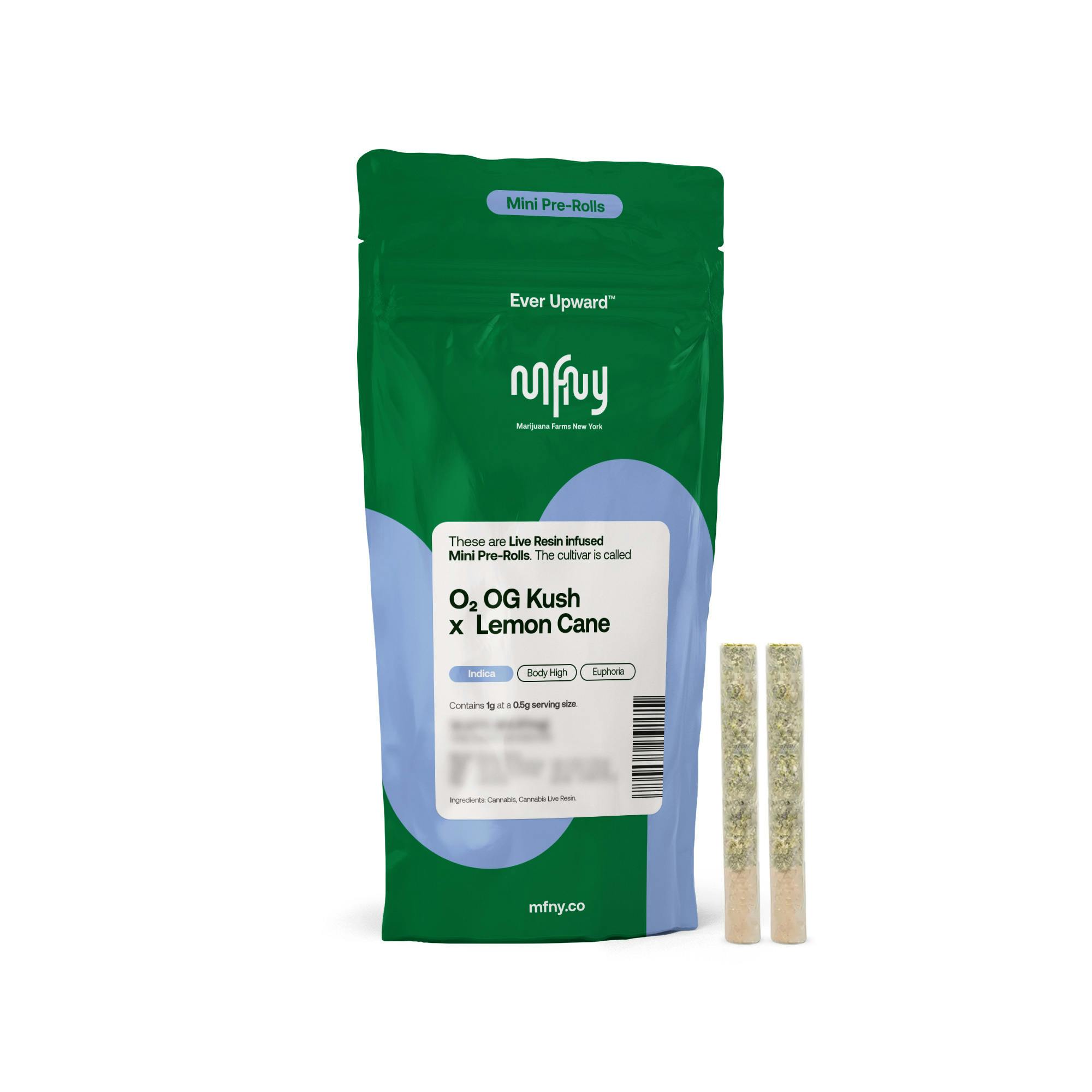 O2 OG Kush x Lemon Cane MINI Live Resin Pre-rolls 2pk | 1g