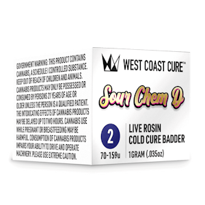 WEST COAST CURE - Sour Chem D - 1g Live Rosin Cold Cure Badder - Tier 2 (West Coast Cure)