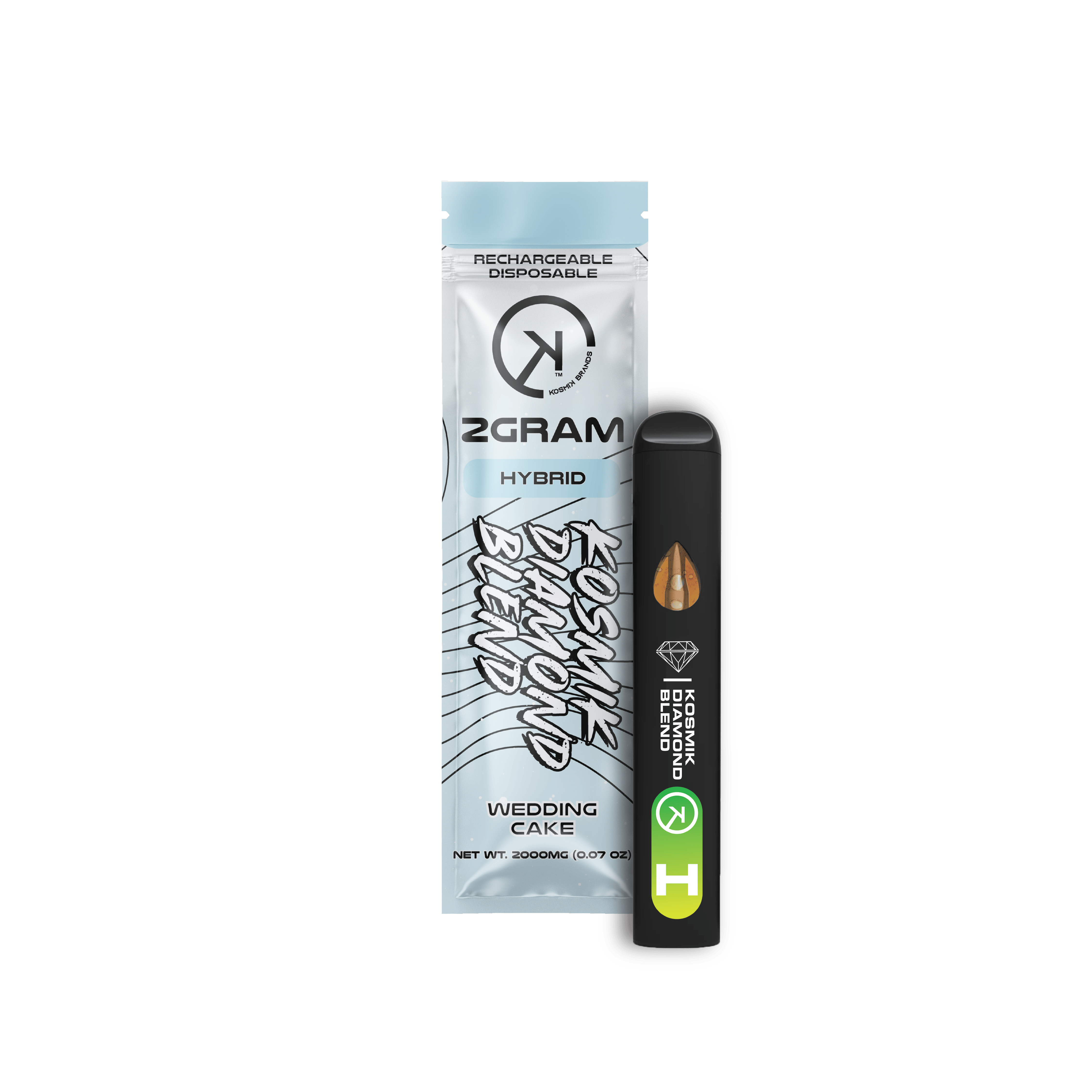 2g Live Resin Kosmik Diamond Blend Vape | Hybrid | Wedding Cake