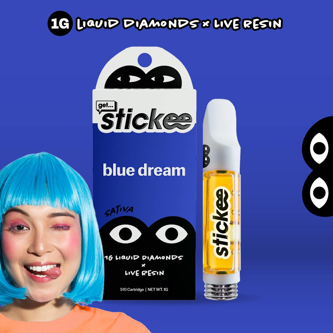elf bar vape uk STICKEE | Blue Dream | 1G | Liquid Diamonds + Live Resin 510 Vape Cart